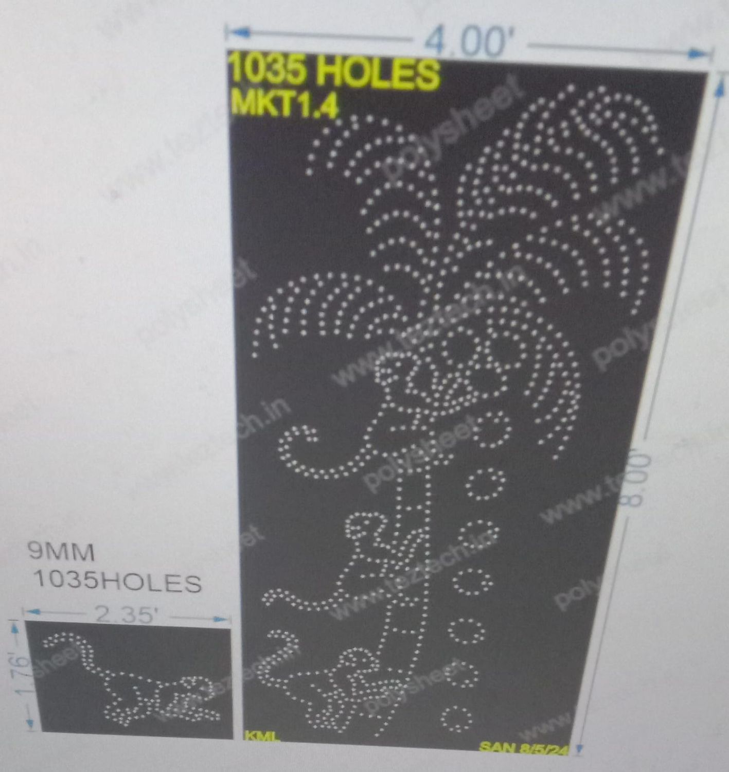 MKT1.4 MONKEY 8X4 FEET AND 1.76X2.35 FEET 1035 HOLES (2 PARTS)