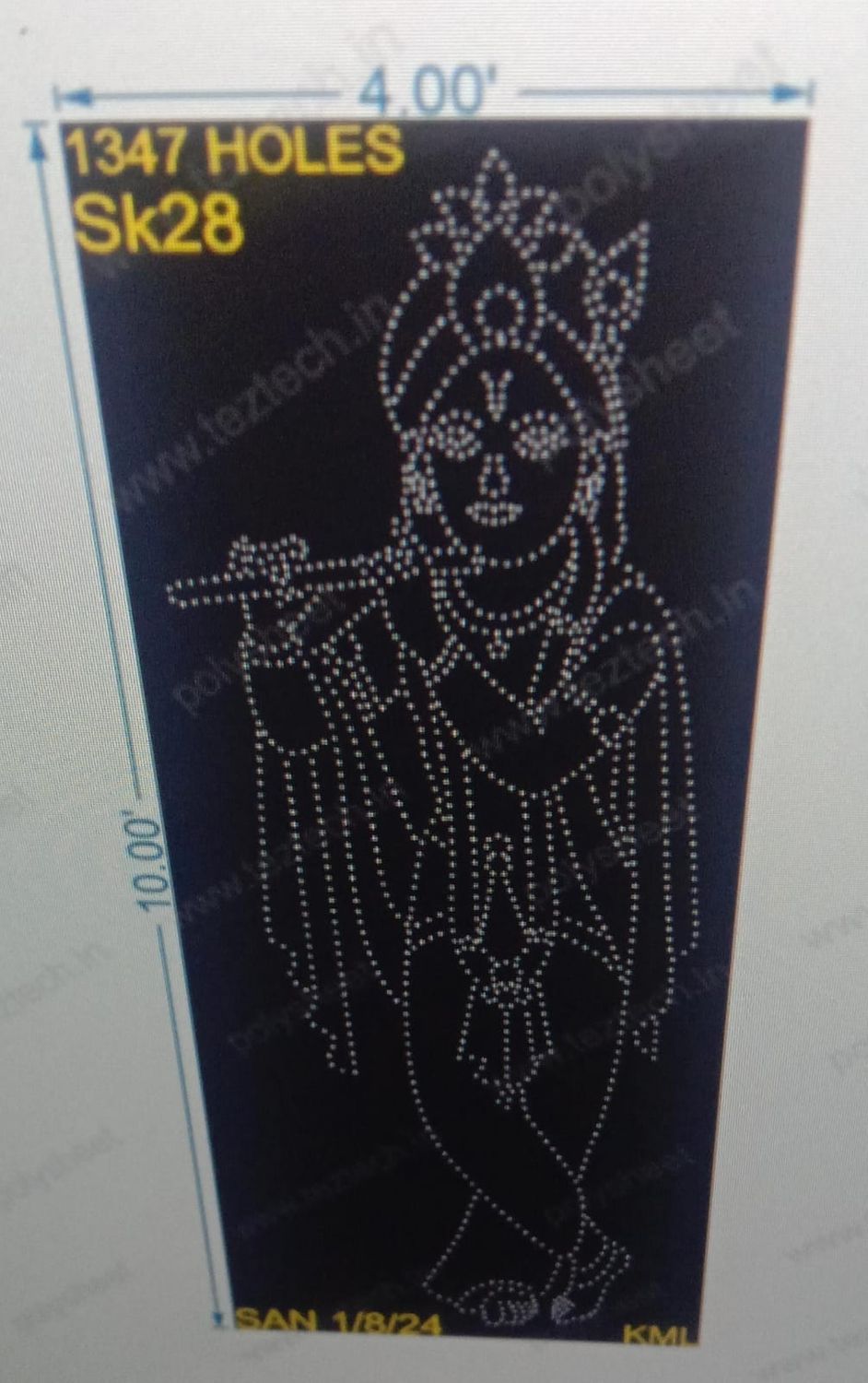 SK28 SHREE KRISHNA 10X4 FEET 1347 HOLES