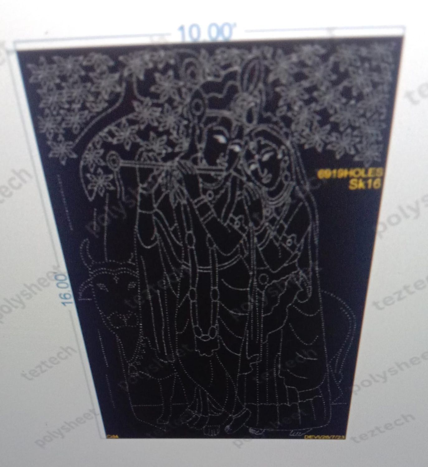 SK16  SHREE RADHA KRISHNA 10X16FEET 6919HOLES IN 4PARTS