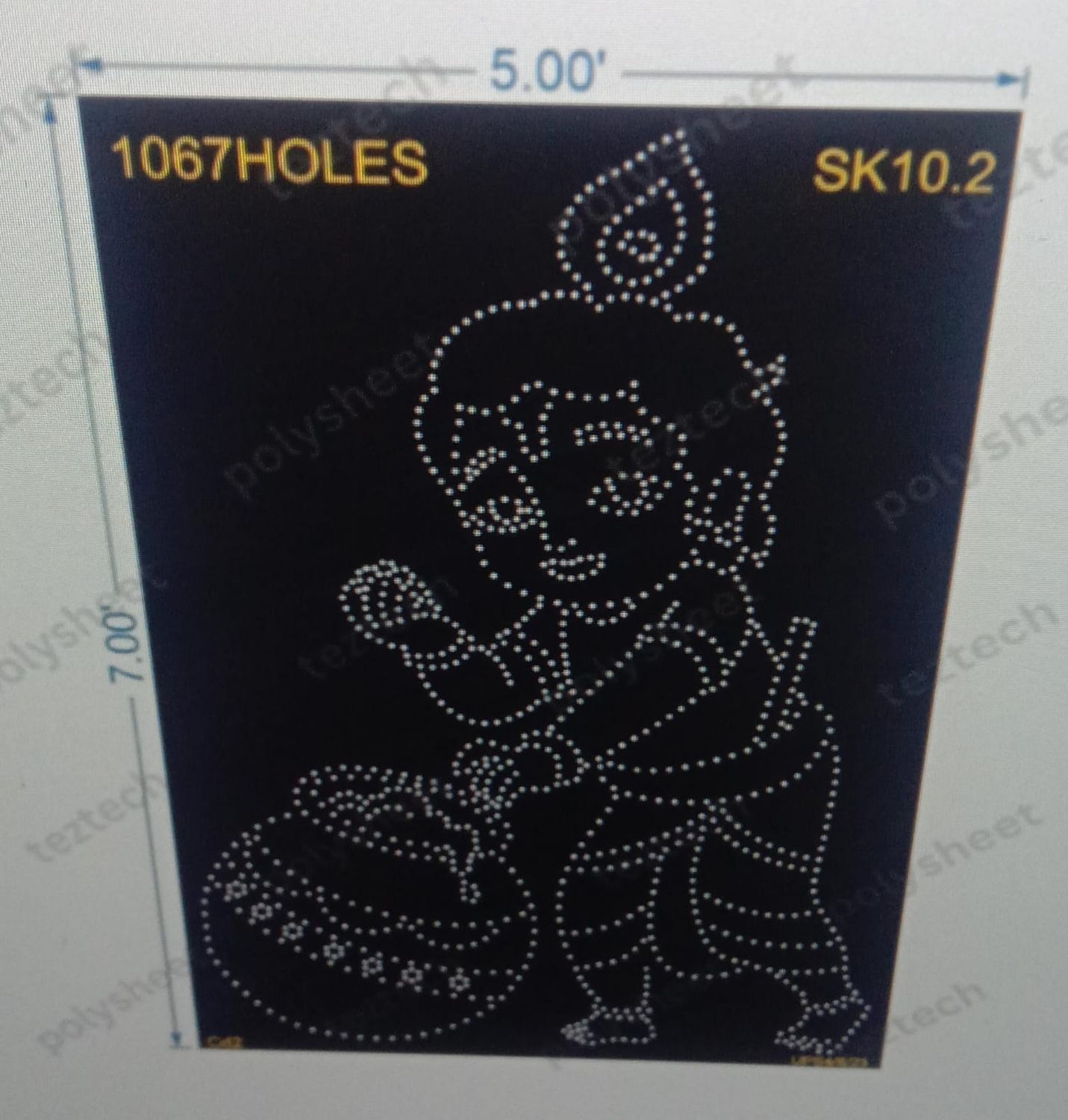 SK10.2  KRISHNA BHAGVAN 7X5 FEET 1067 HOLES 2 PARTS
