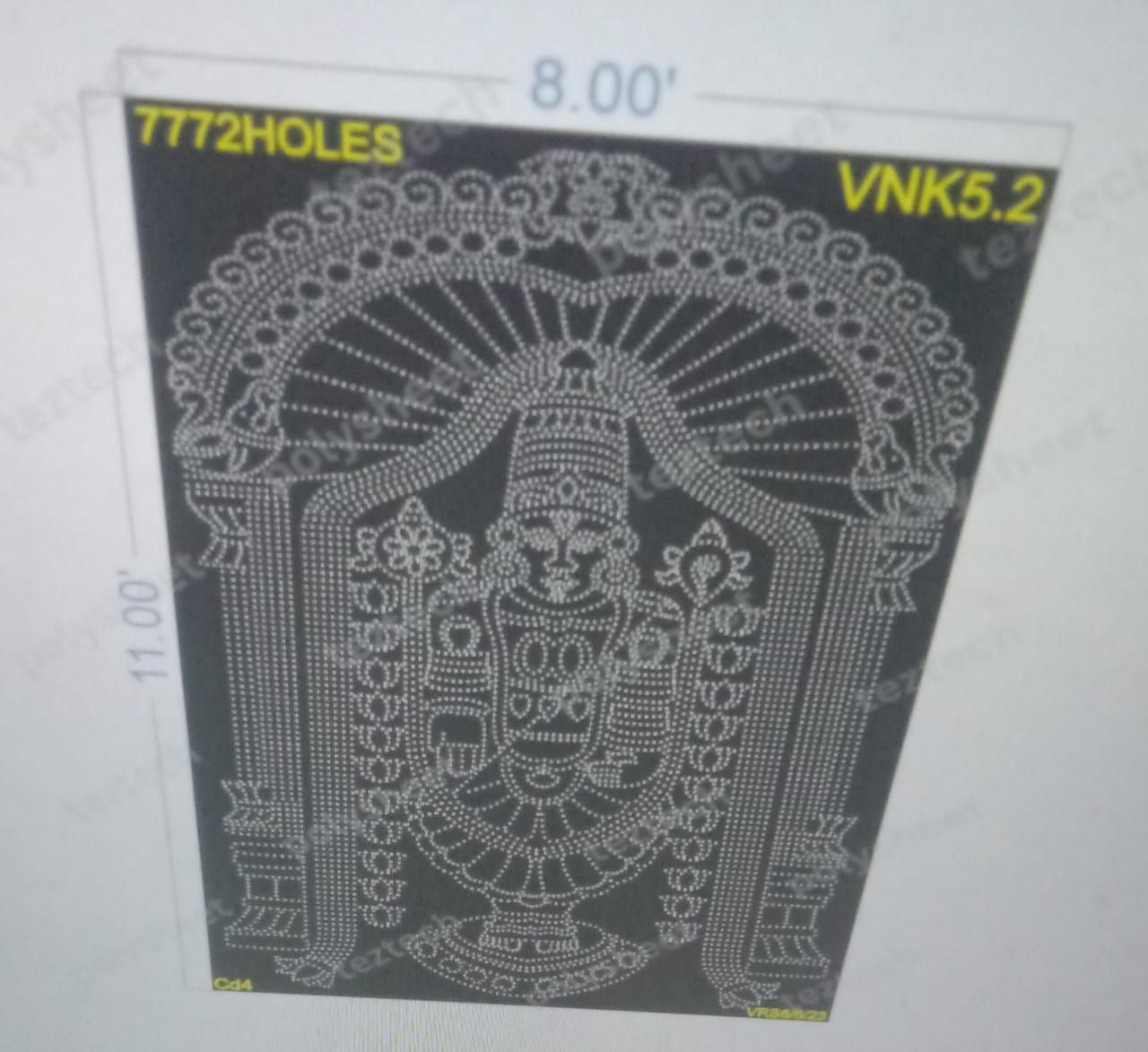 VNK5.2 VENKATESWARA 11X8 FEET 7772HOLES  3 PARTS
