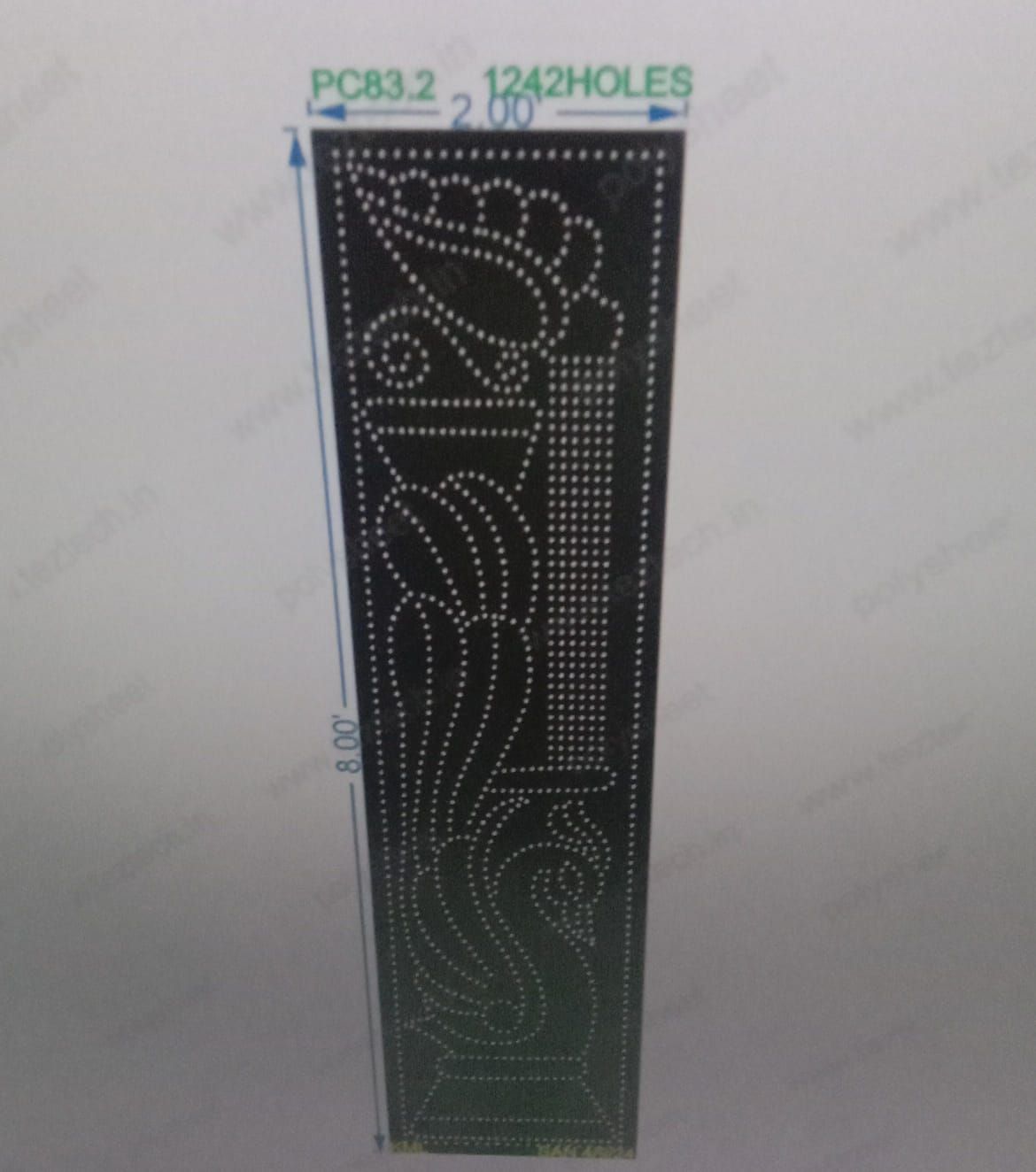 PLLR83.2 PILLER 8X2 FEET 1014 HOLES BORDER HOLES 228 TOTAL HOLES 1242