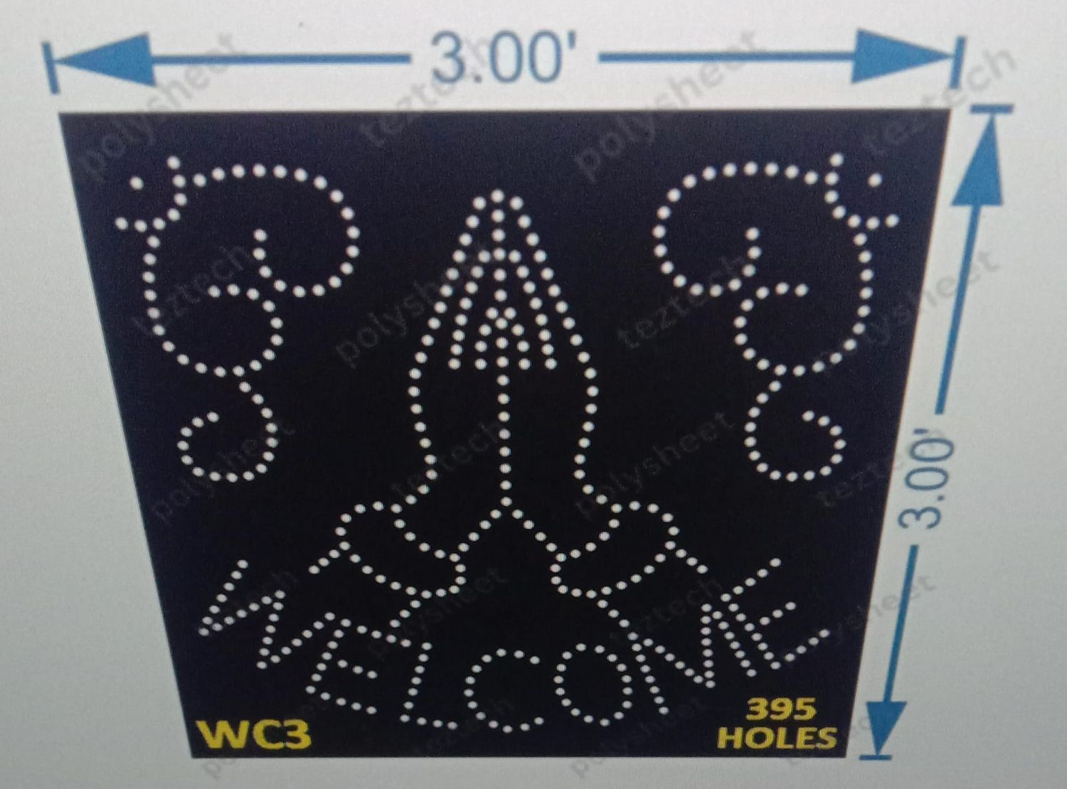 WC3 WELCOME WITH HAND 395 HOLES