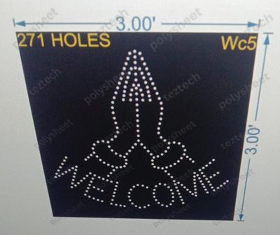 WC5 WELCOME WITH HAND  3X3 FEET  271 HOLES