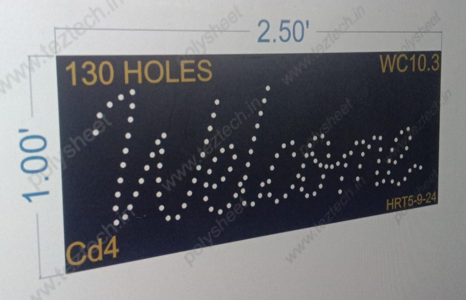 WC10.3  WELCOME 1X2.5 FEET 130 HOLES