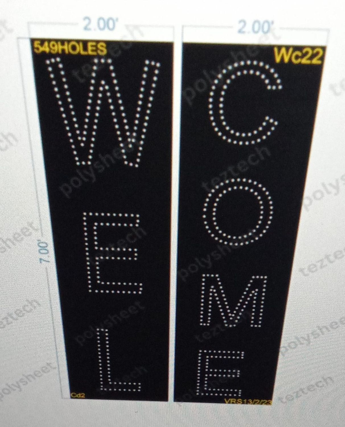 WC22 WELCOME SHEET 7X4 FT 549HOLES 2PARTS