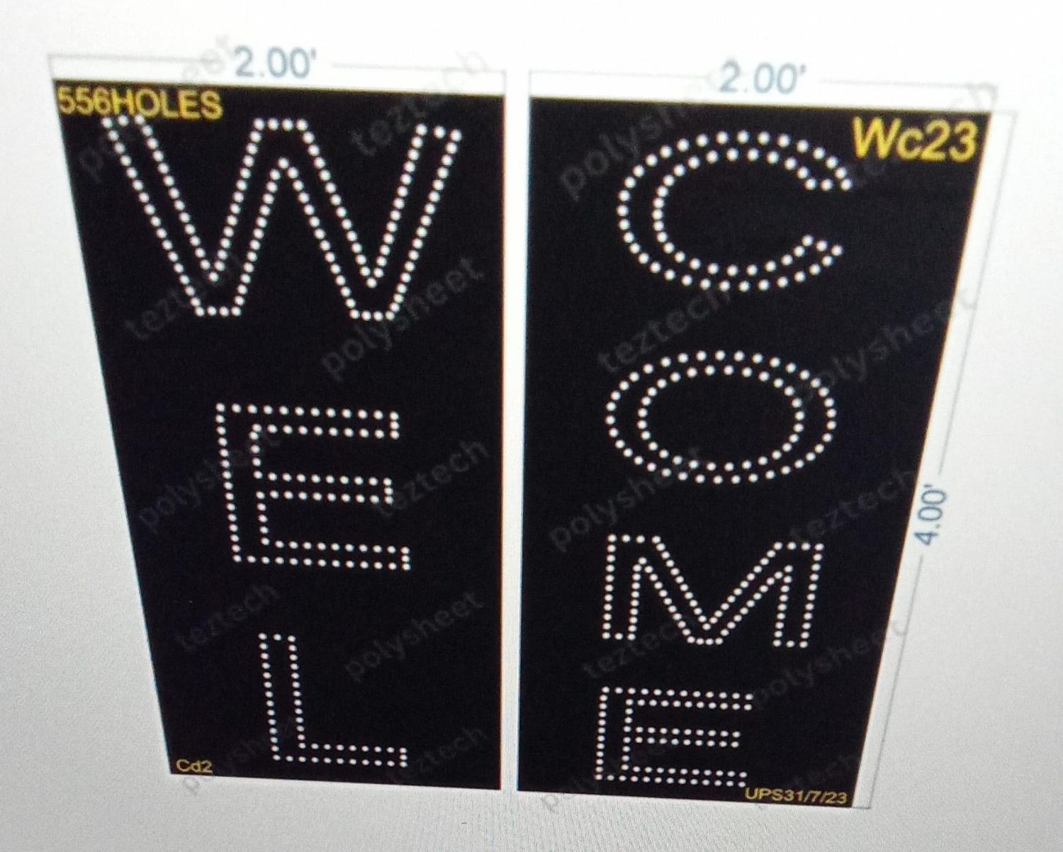 WC23 WELCOME SHEET 4X4 FT 556 HOLES 2PARTS
