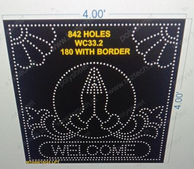 WC33.2 WELCOME 4X4 FEET 662 HOLES WITH BORDER HOLES 180 TOTAL HOLES =842