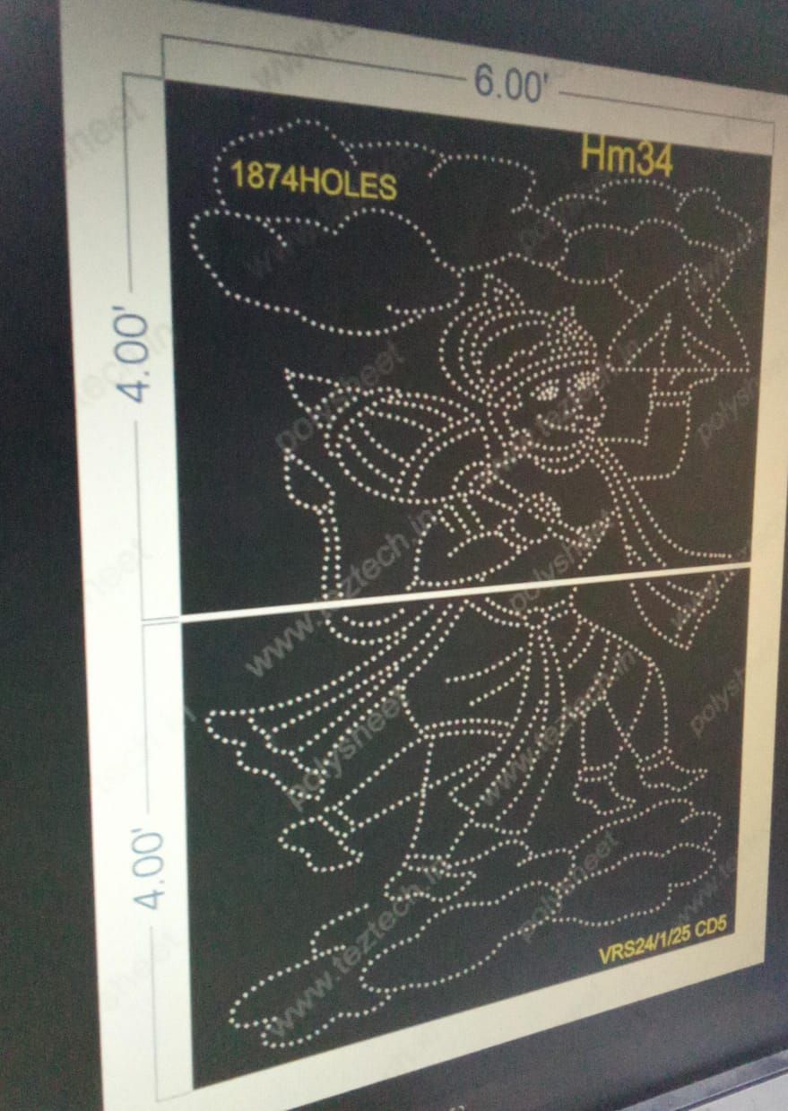 HM34 HANUMANJI 2 PARTS 8X6 FEET 1874 HOLES