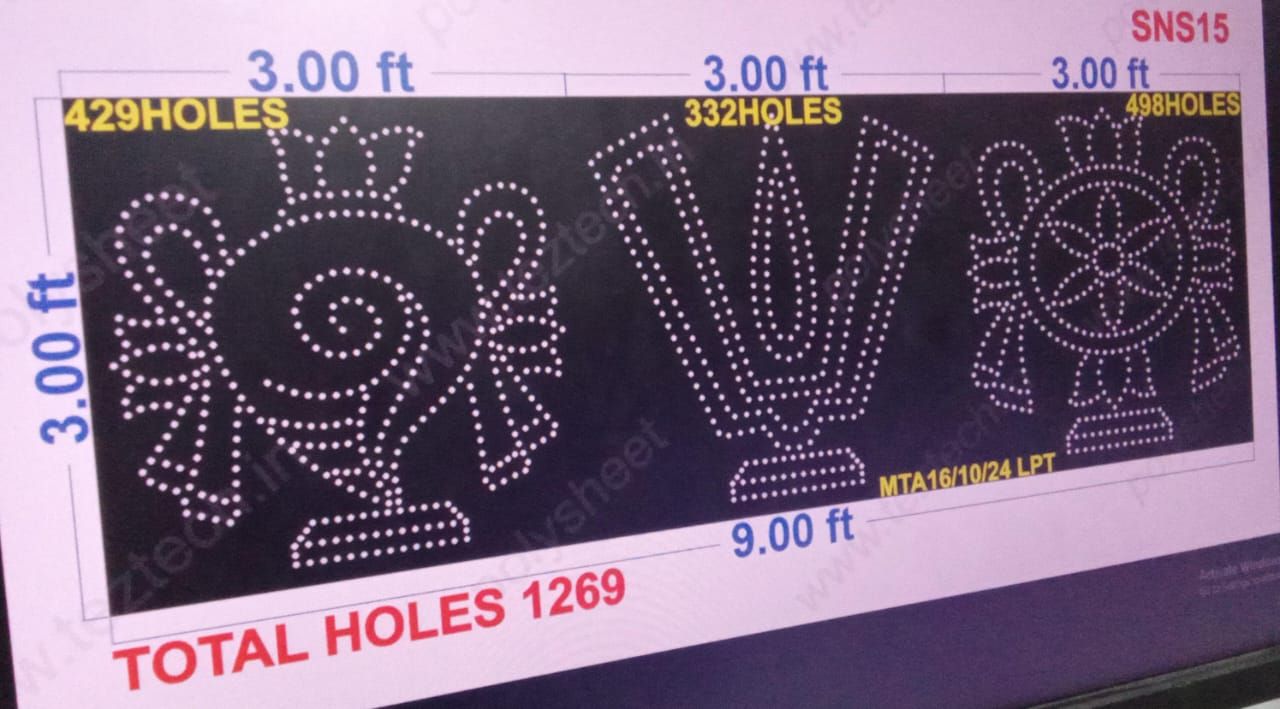 SNS15 SHANKU NAMAM SHAKRAM 3X9 FEET 1269 HOLES
