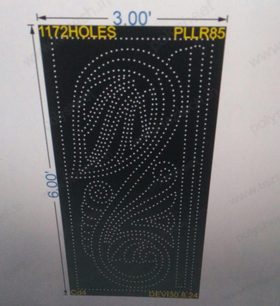 PLLR85.2 PILLAR 6X3 FEET 1172 HOLES
