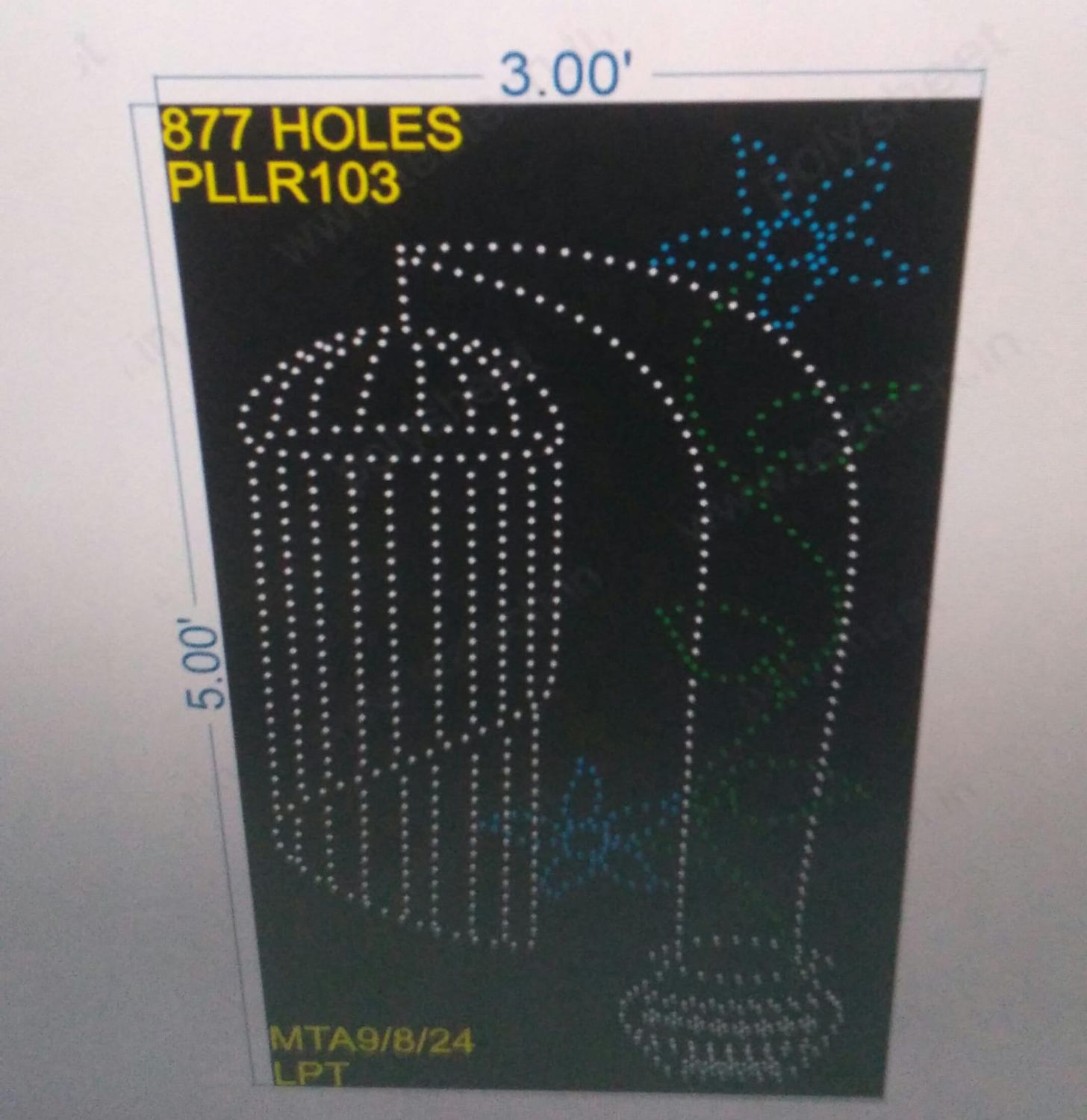 PLLR103 PILLAR 5X3 FEET 877 HOLES