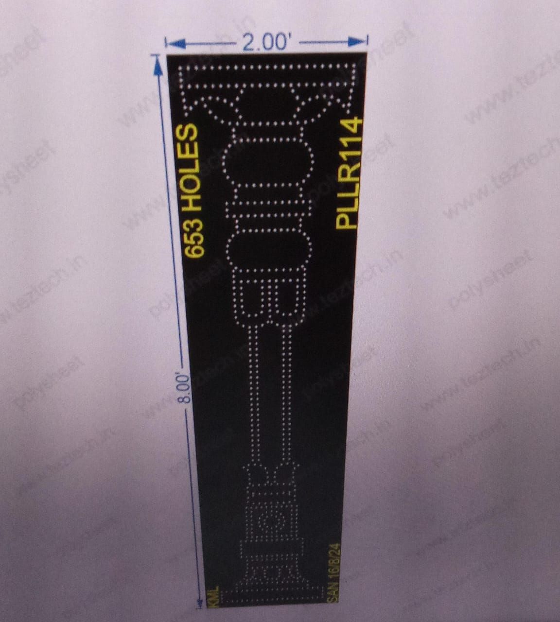 PLLR114 PILLAR 8X2 FEET 653 HOLES