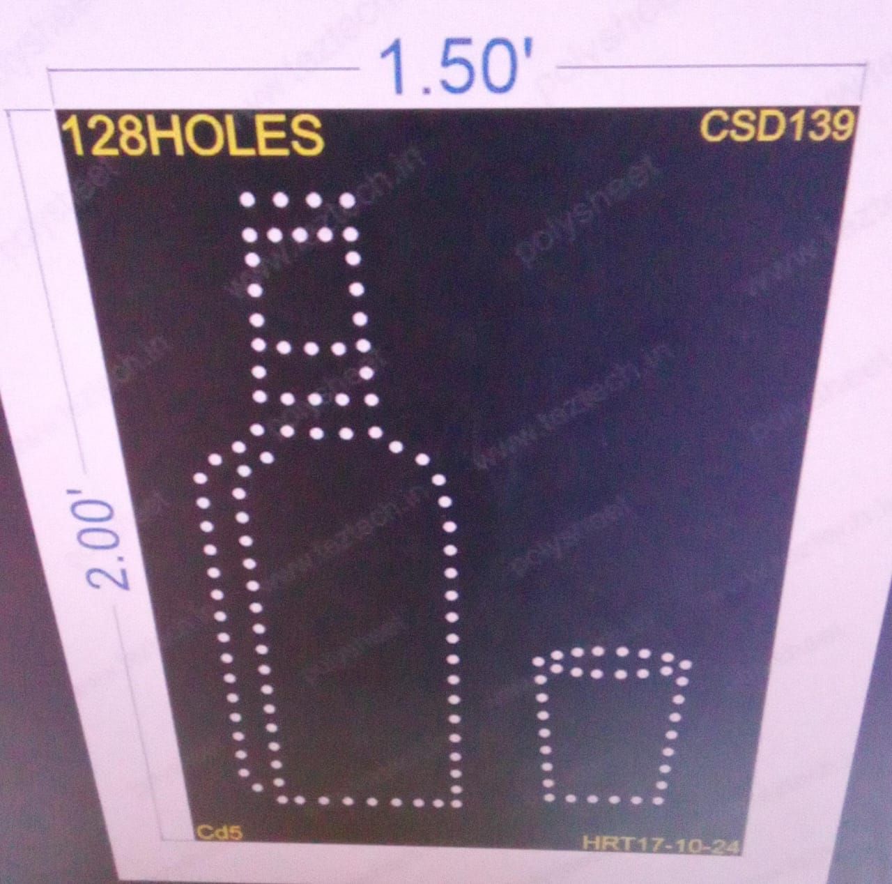 CSD139 BEAR BOTTEL  2X1.5 FEET 128HOLES