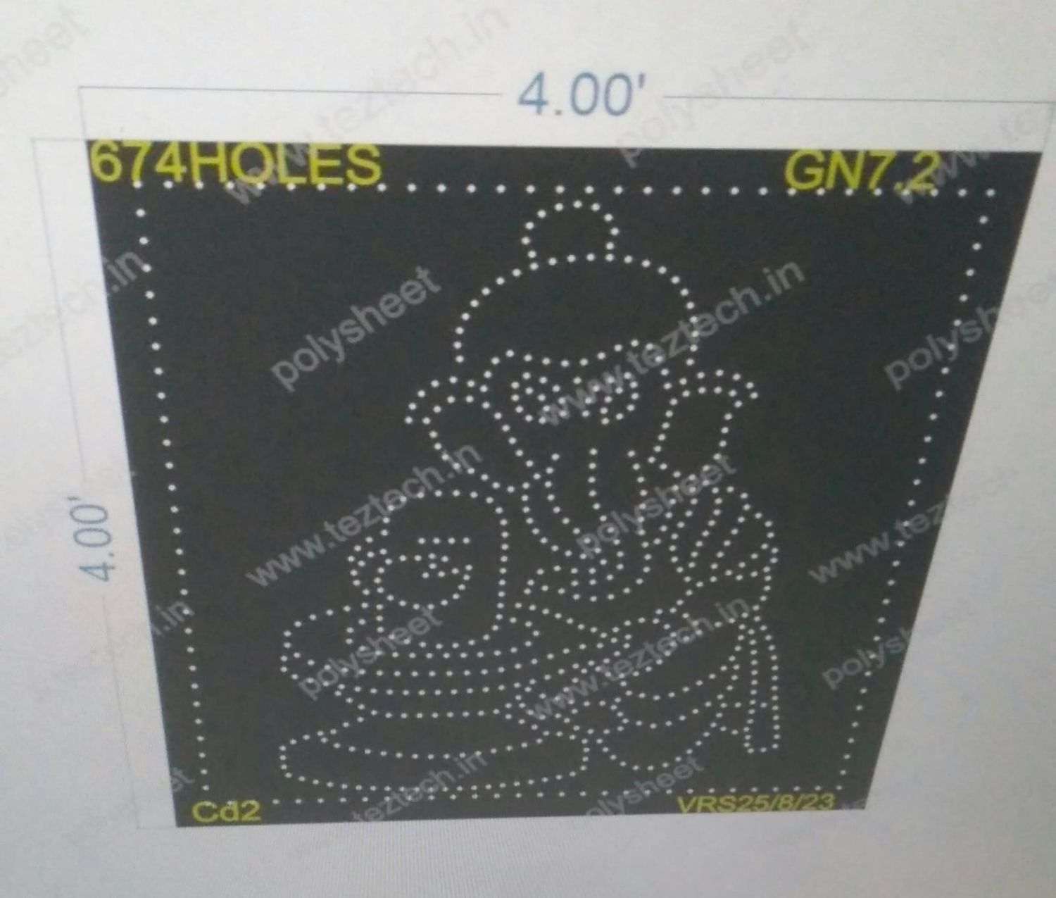 GN7.2 GANESHJI WITH SHIVLING AND BORDER  4X4 FEET  674 HOLES