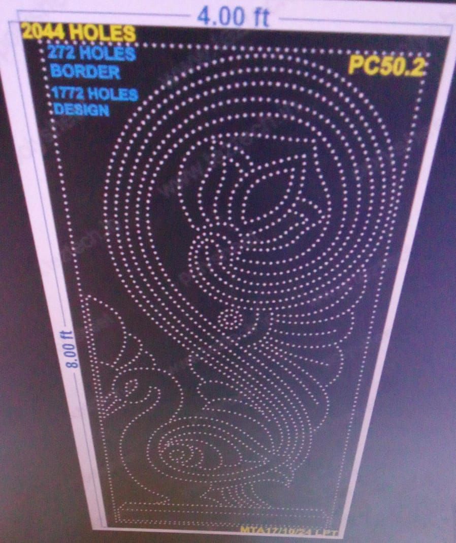 PC50.2 PEACOCK 4X8 FEET 1772 HOLES WITH BORDER HOLES 272 TOTAL HOLES = 2044