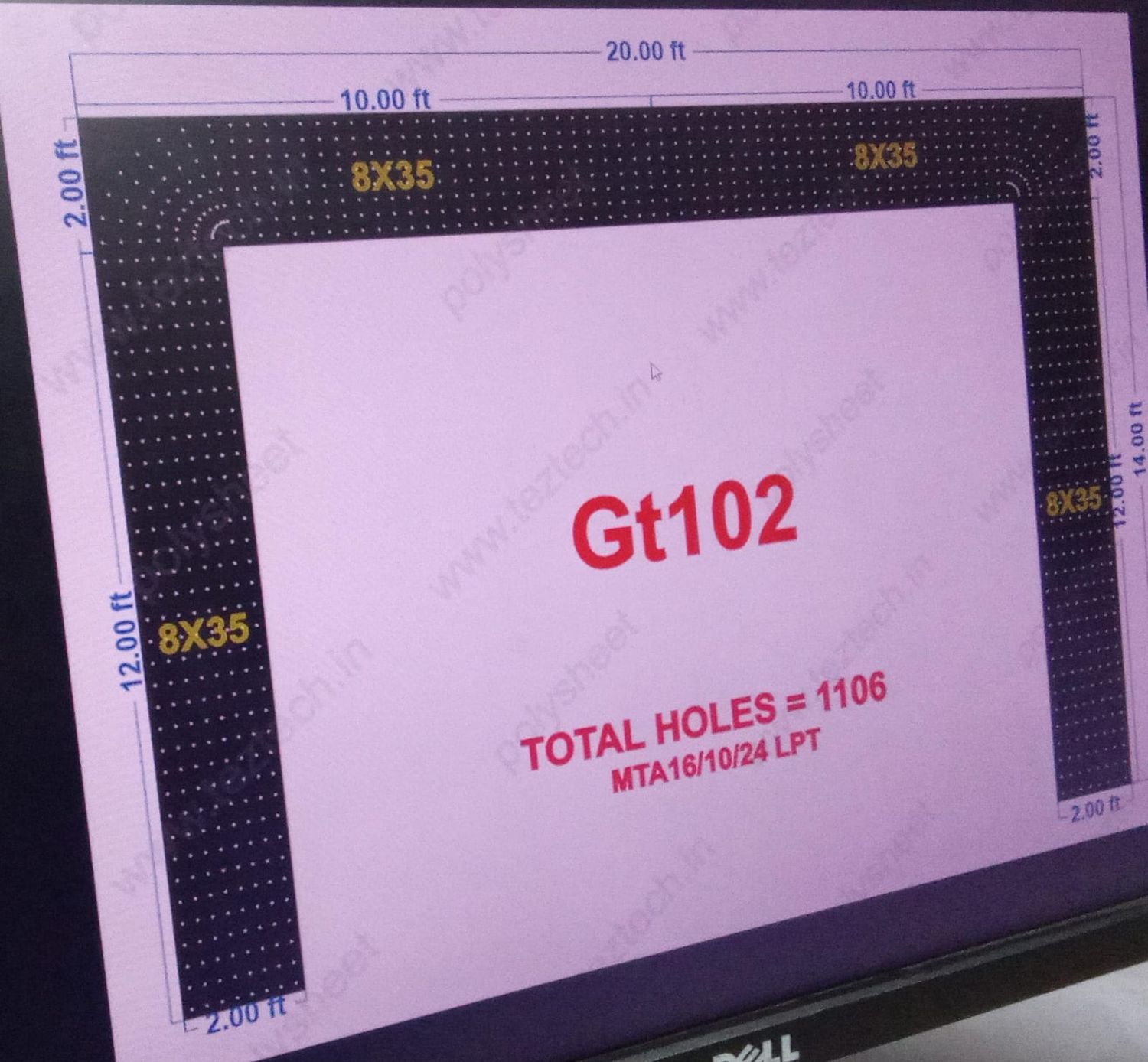 GT102 GATE 14X20 FEET 1106 HOLES (8X35) (4 PARTS)