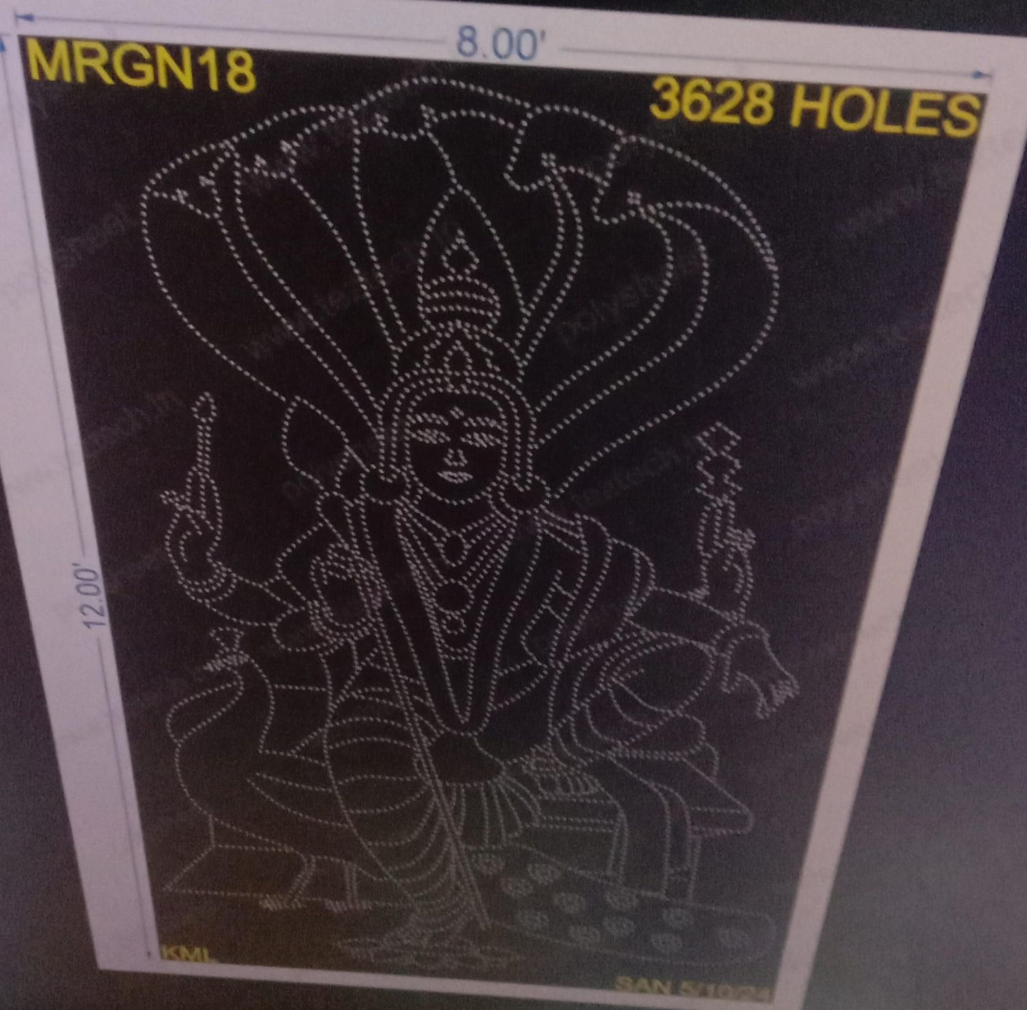 MRGN18 MURUGAN 12X8 FEET 3628 HOLES (4 PARTS)