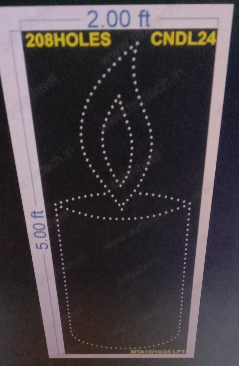 CNDL24 CANDLE 5X2 FEET 208 HOLES