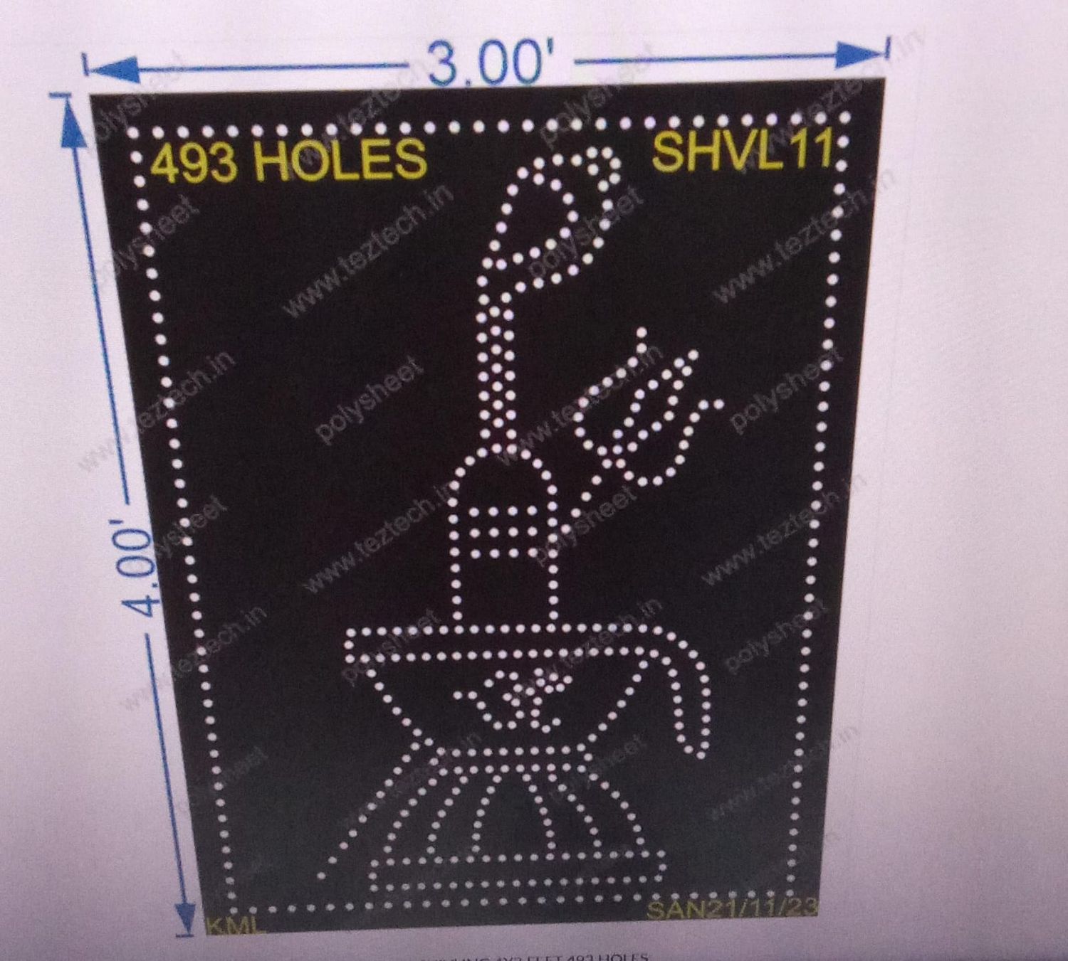 SHVL11 SHIVLING  4X3 FEET 493 HOLES