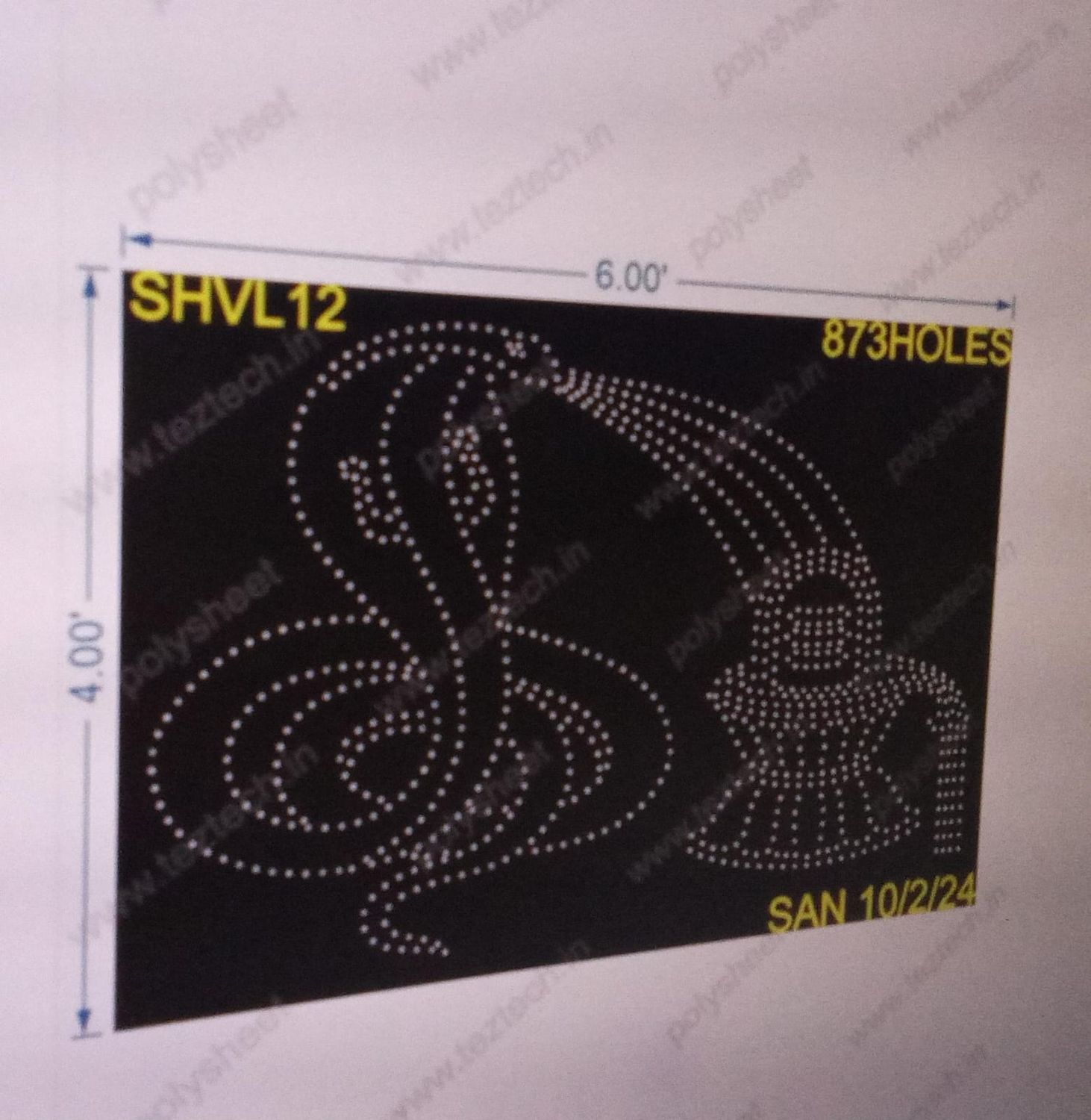 SHVL12 SHIVLING 4X6 FEET 873 HOLES