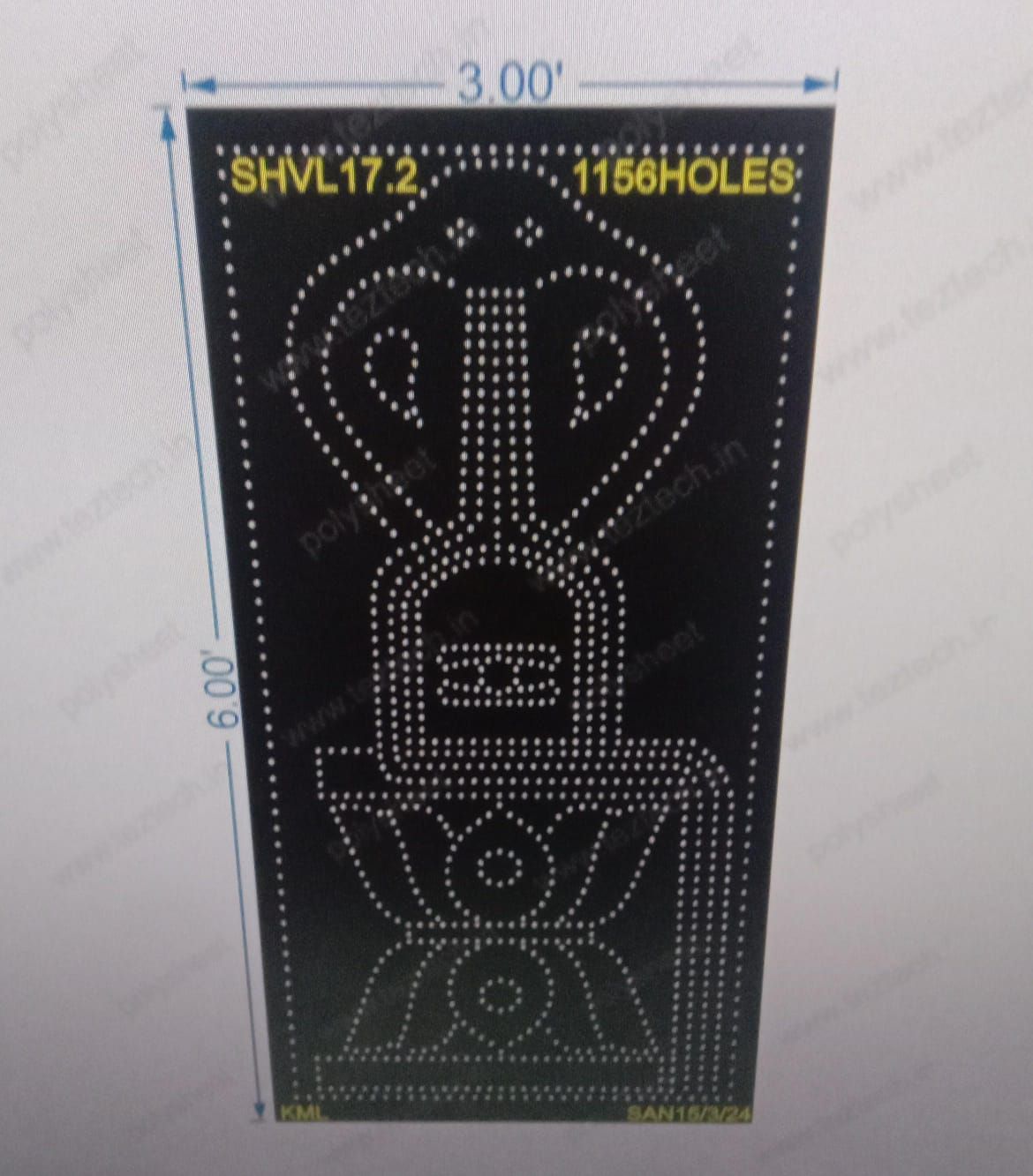 SHVL17.2 SHIV 6X3 FEET 1156 HOLES
