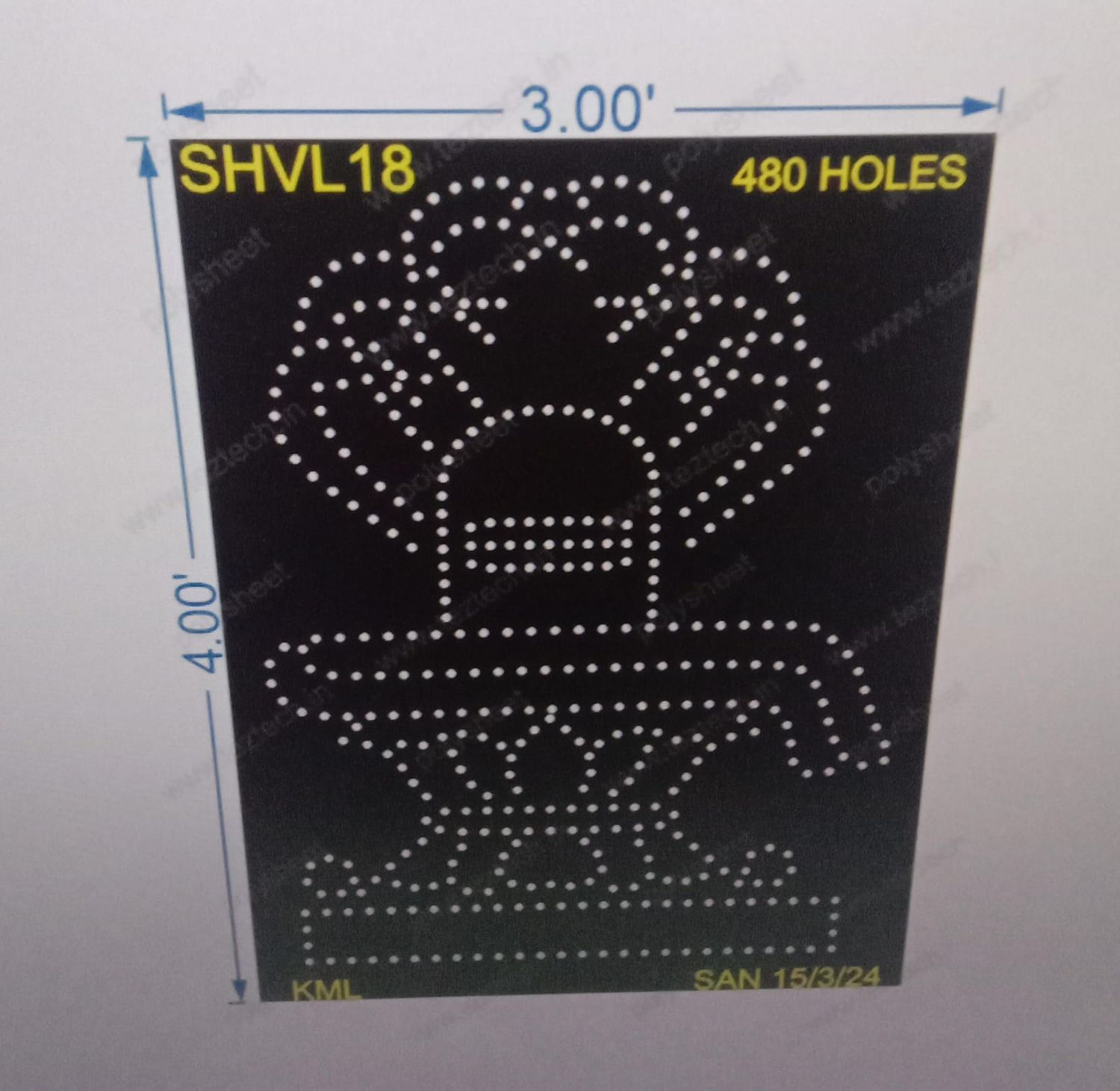 SHVL18 SHIV 4X3 FEET 480 HOLES