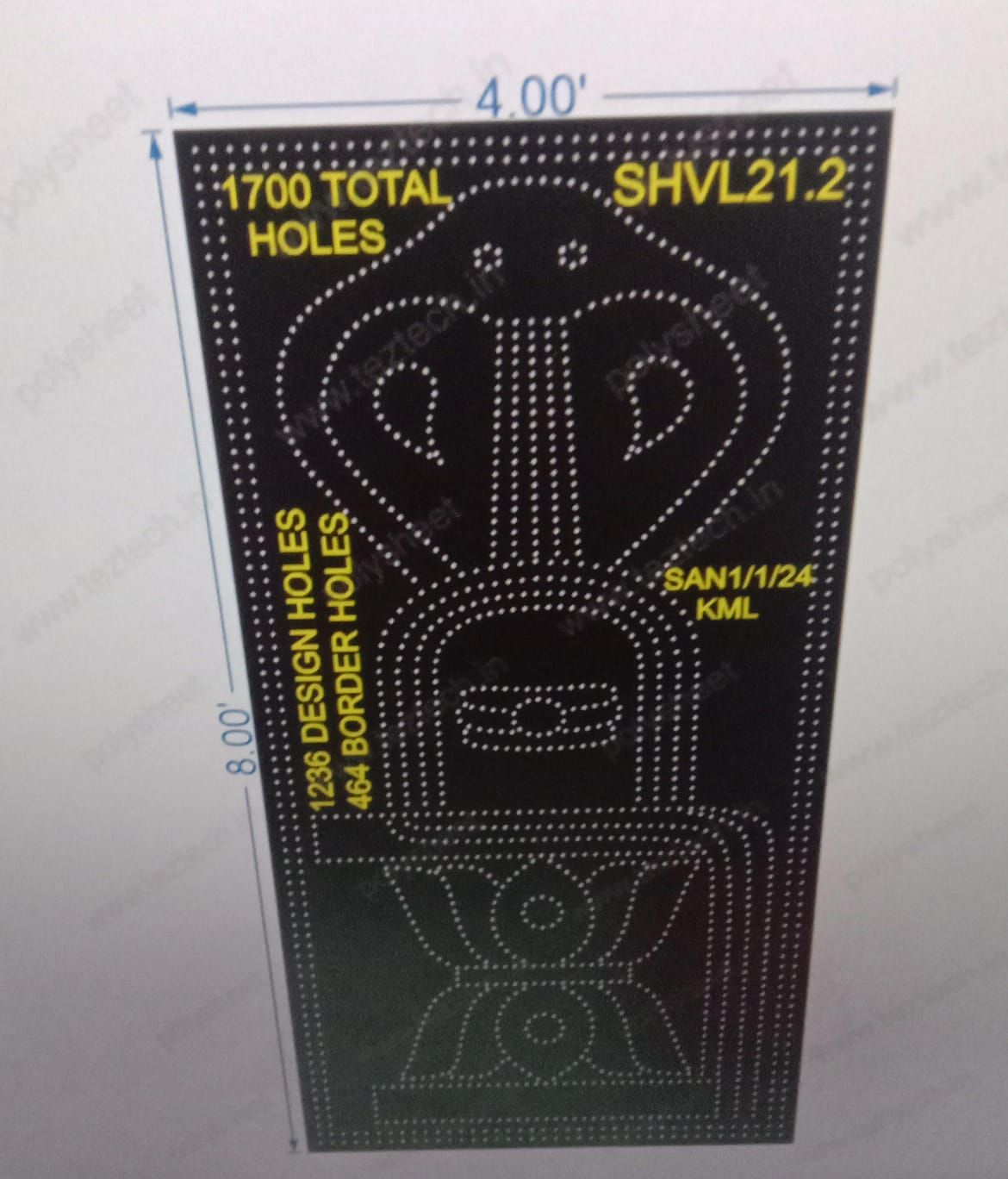 SHVL21.2 SHIVLING 1 PART 8X4 FEET 1700 HOLES