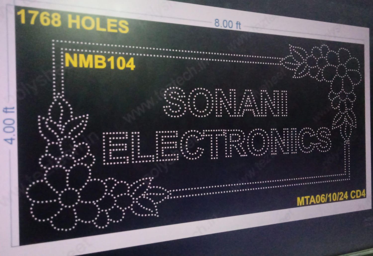 NMB104 NAME BOARD SEMPLE FREM 4X8 FEET 1768 HOLES