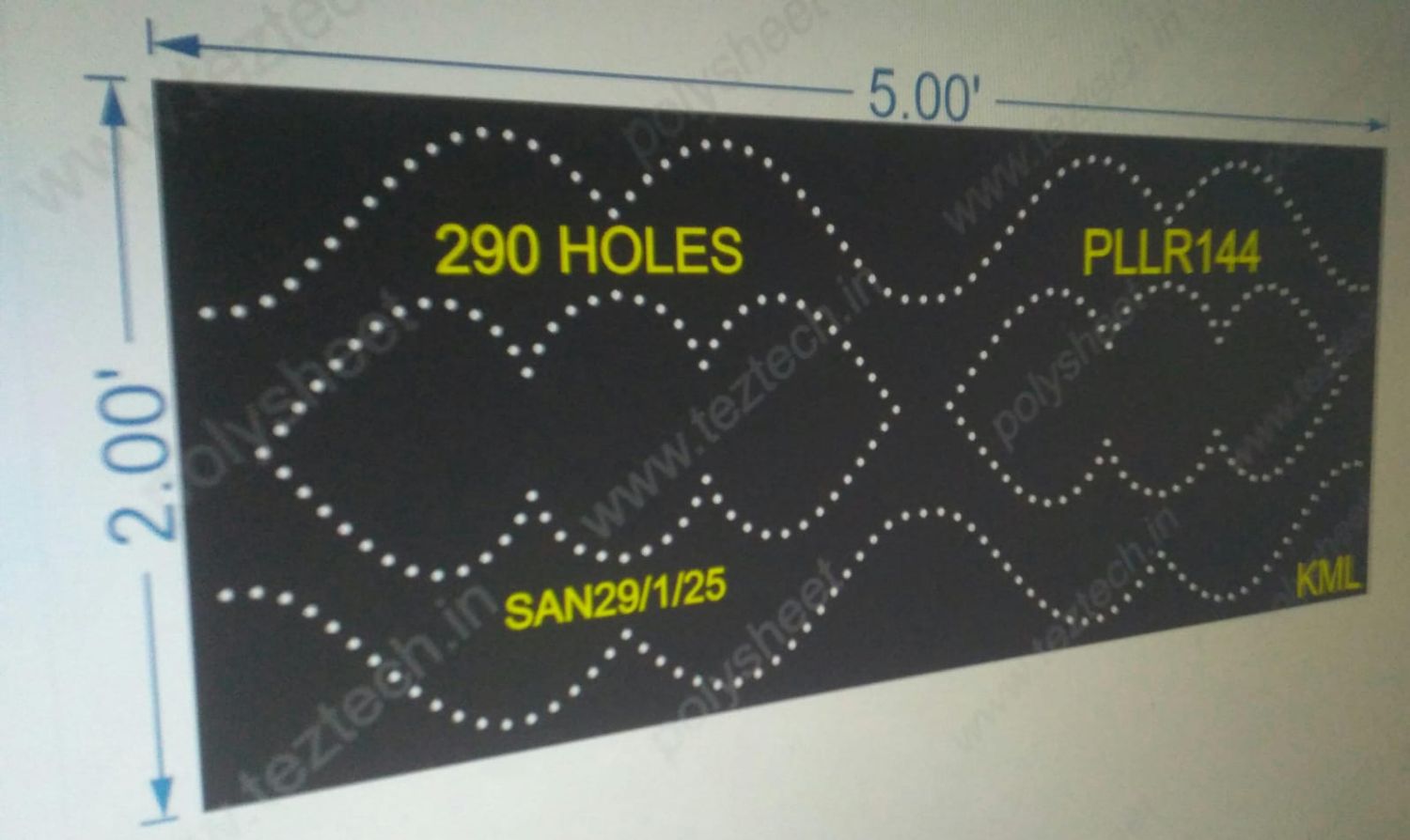 PLLR144 PILLAR 1 PART 2X5 FEET 290 HOLES