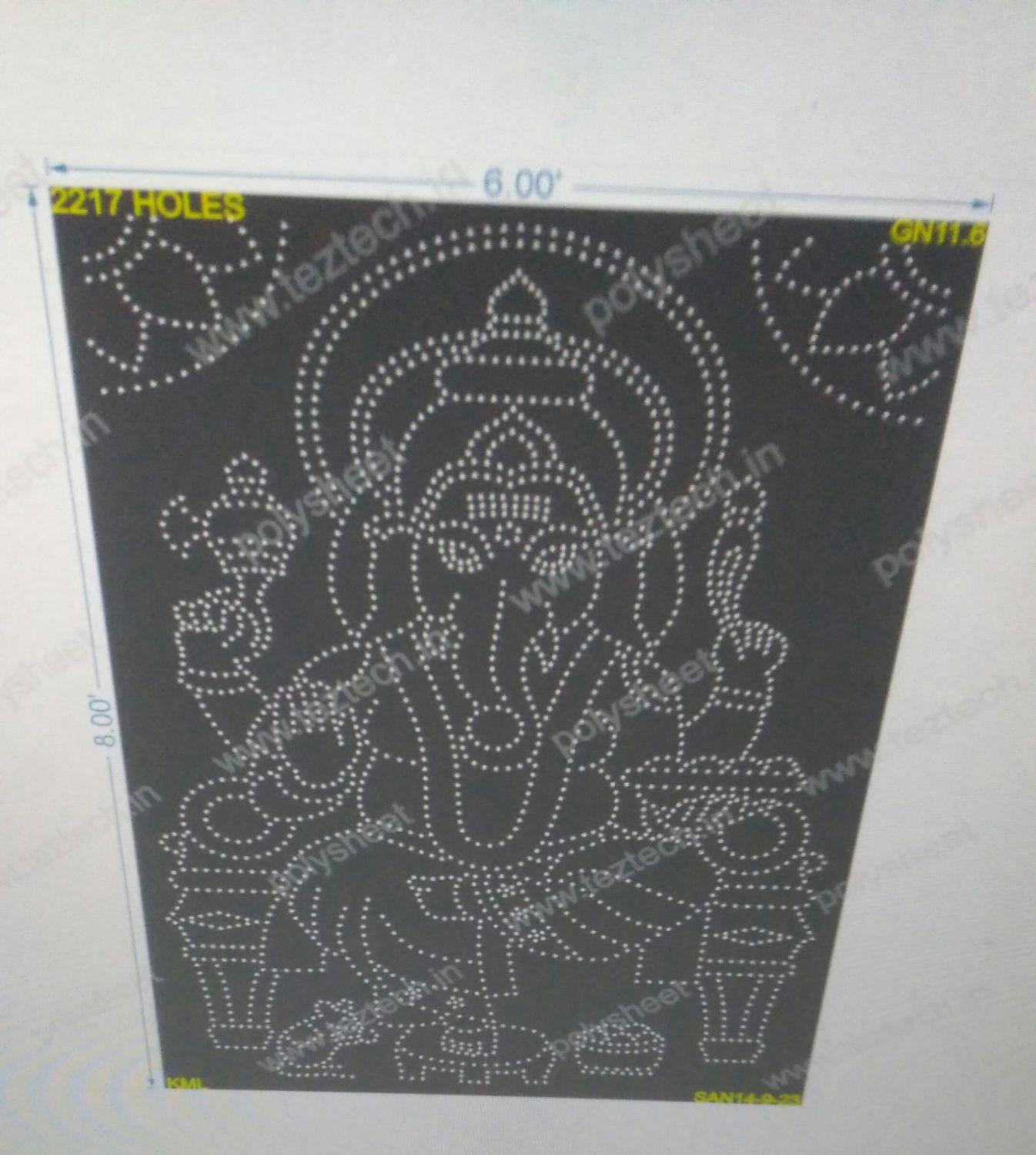 GN11.6 GANPATI  8X6FEET  2217HOLES IN 2PARTS