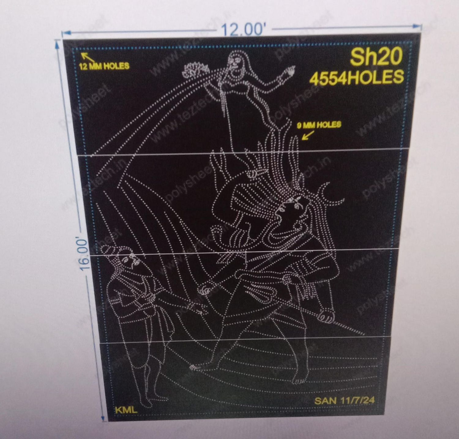 SH20 SHIVJI 16X12 FEET 4554 HOLES (4 PARTS)