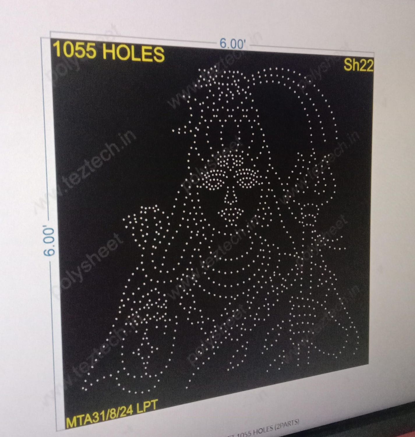 SH22 SHIVJI 6X6 FEET 1055 HOLES (2PARTS)