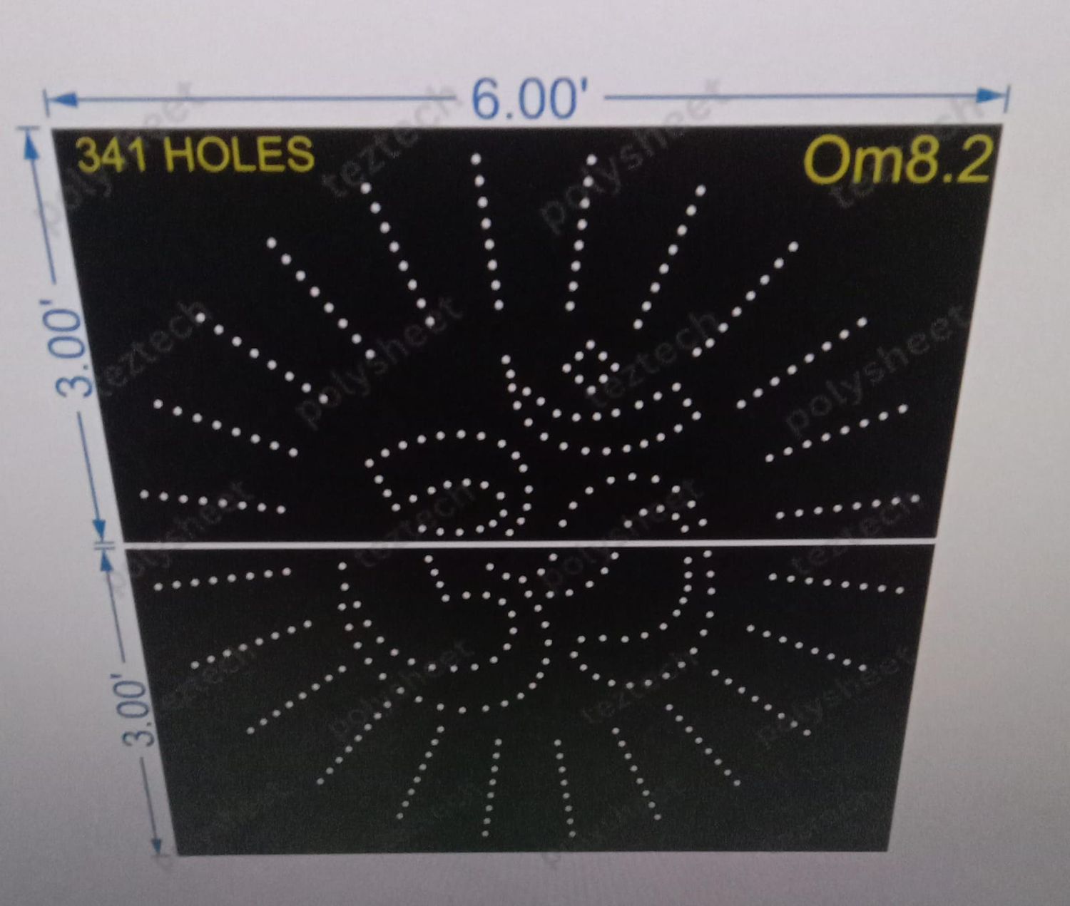 OM8.2 OM 6x6FT 341 HOLES (2 parts)