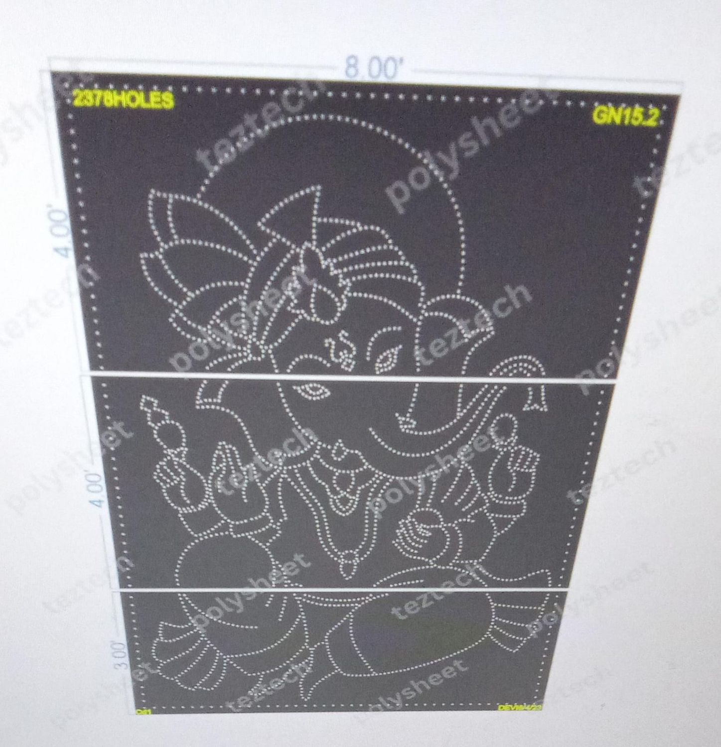 GN15.2  GANPATI 8X11FEET  2378HOLES IN 3PARTS