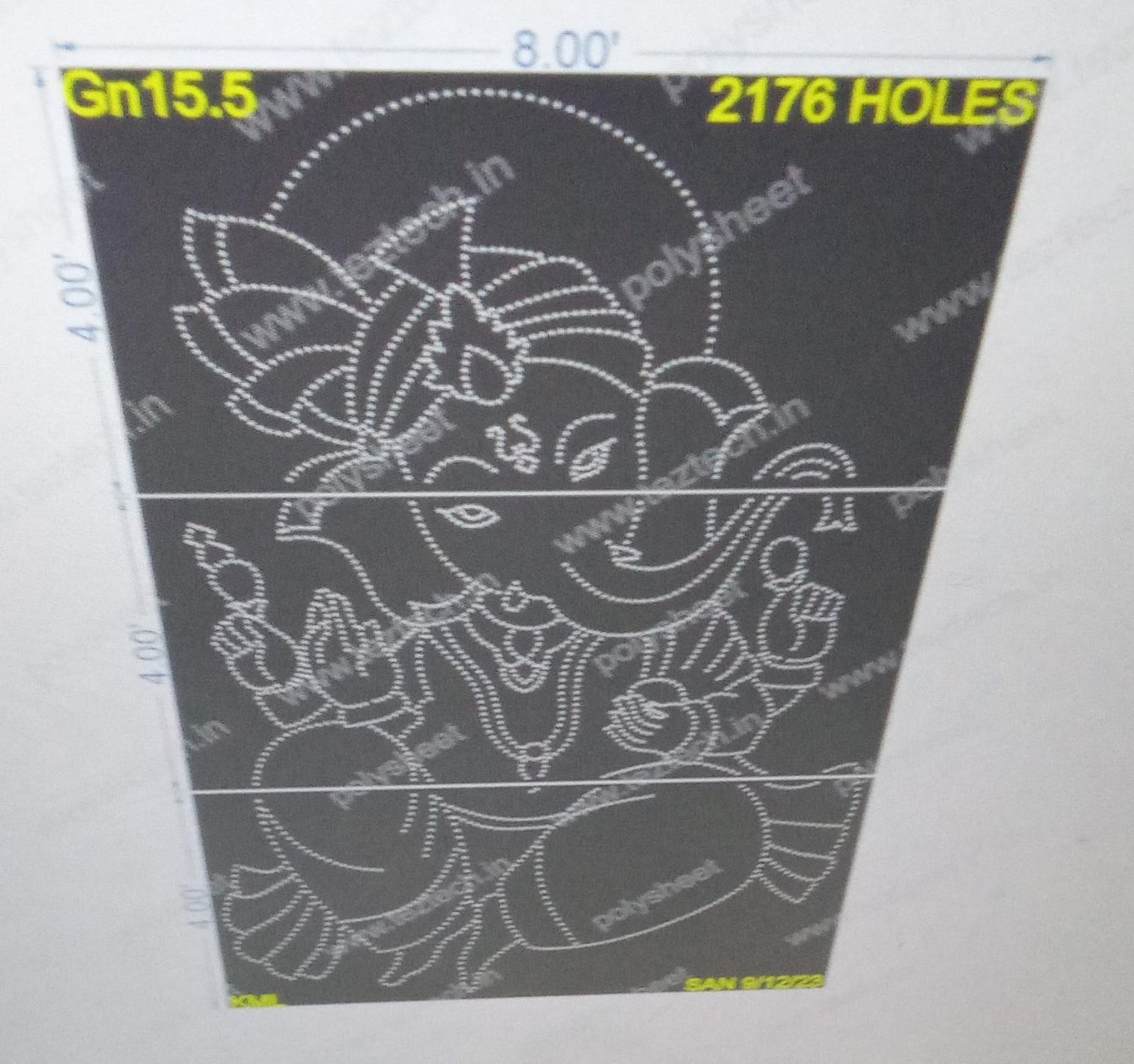 GN15.5  GANPATI 12X8FEET  2176 HOLES ( 3 Parts )