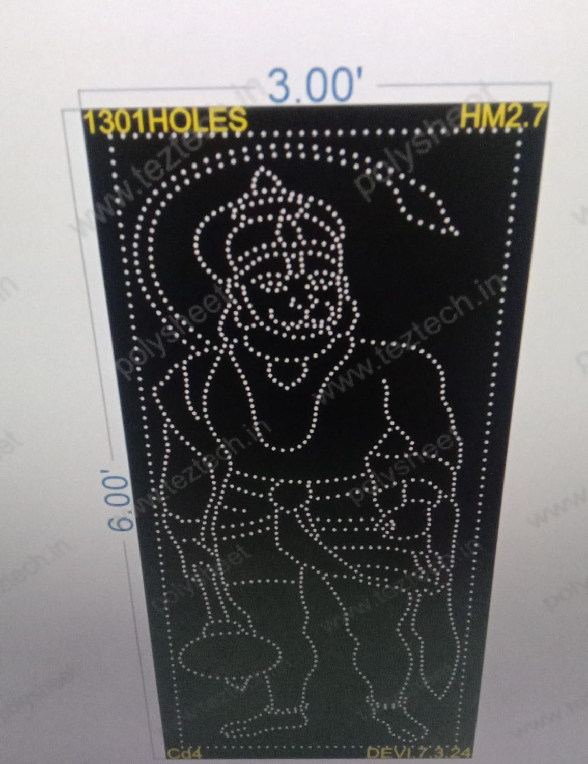 HM2.7 HANUMANJI  6X3 FEET 1301 HOLES