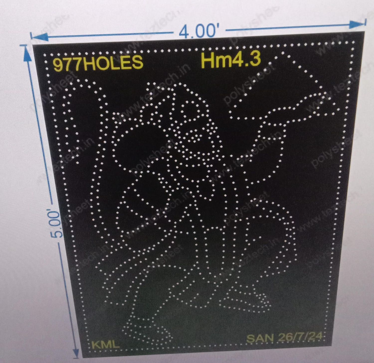 HM4.3  HANUMANJI 5X4 FEET 977 HOLES