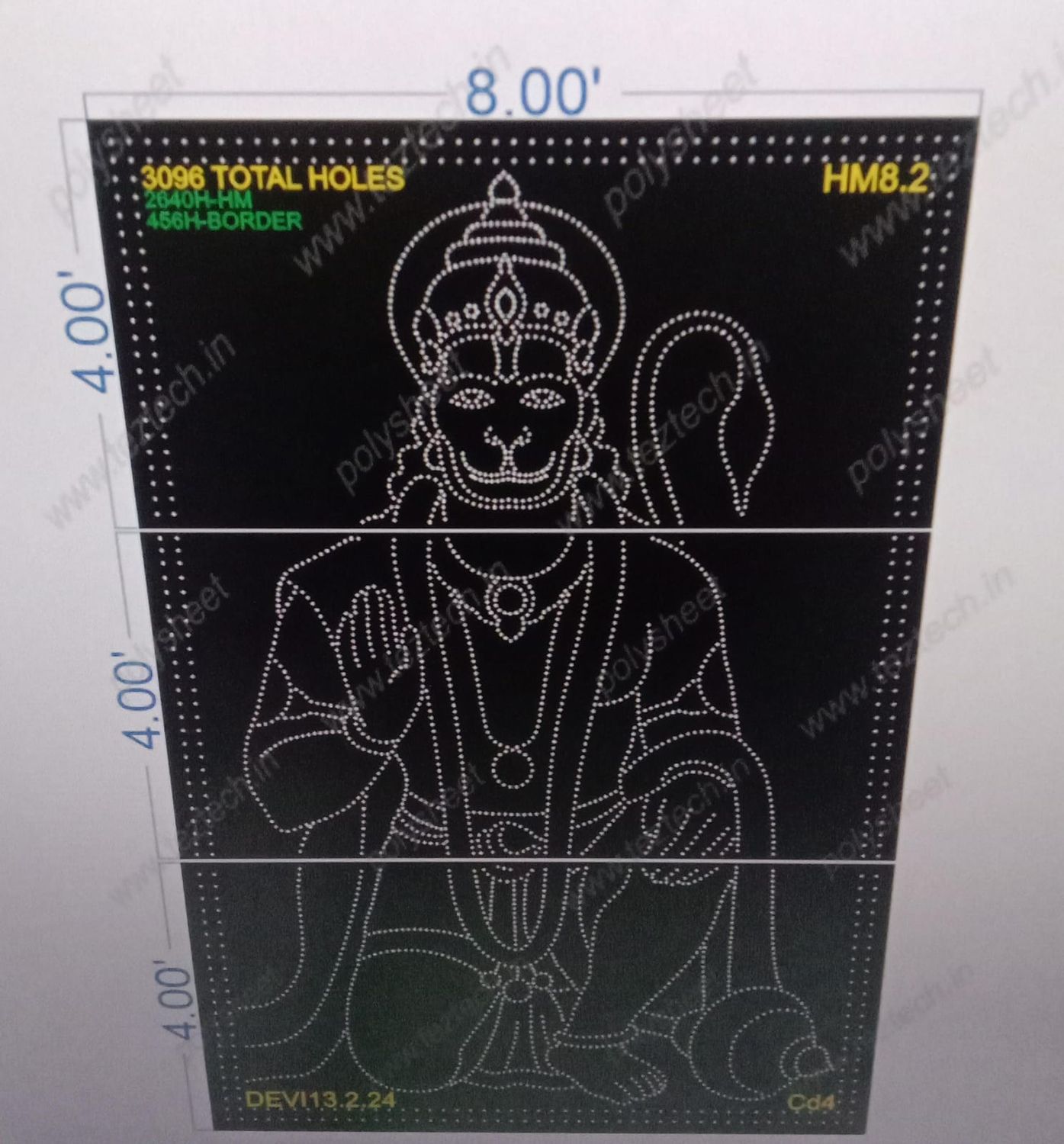 HM8.2 HANUMANJI 12X8 FEET 3096 HOLES