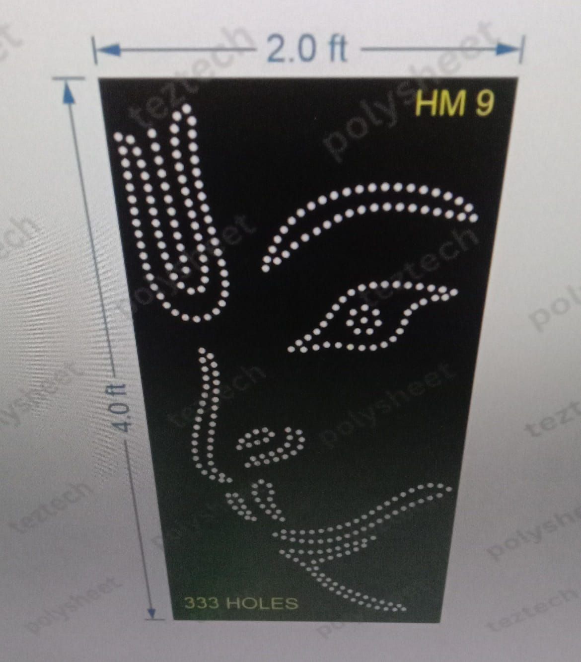 HM9 HANUMANJI FACE  2x4 FEET  333 HOLES