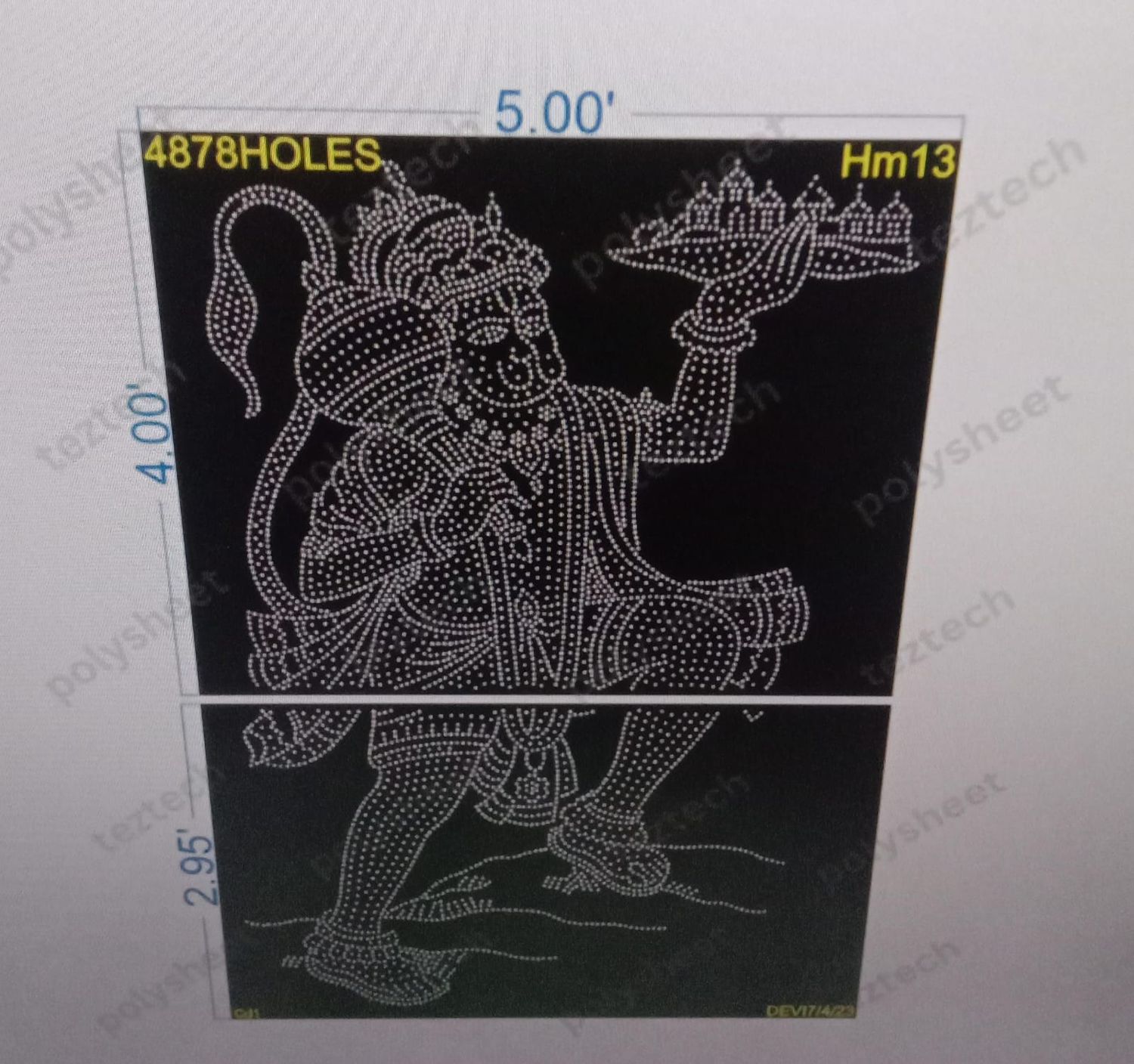 HM13 HANUMANJI 5X7FEET 4878HOLES