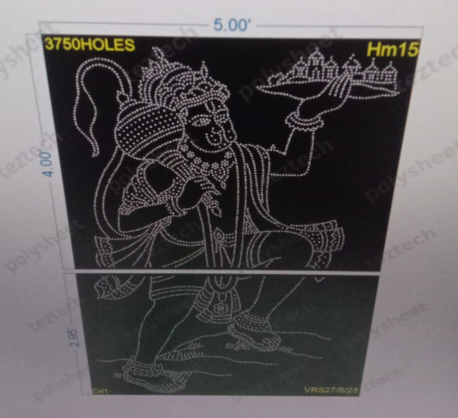 HM15 HANUMANJI  5X7FEET 3750HOLES  2PARTS