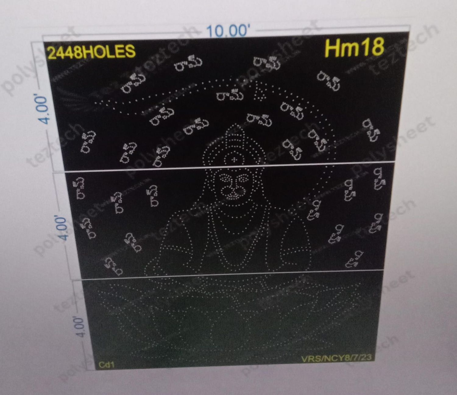 HM18  HANUMANJI WITH TELGU (RAM)  12X10FEET 2448HOLES IN 3PARTS