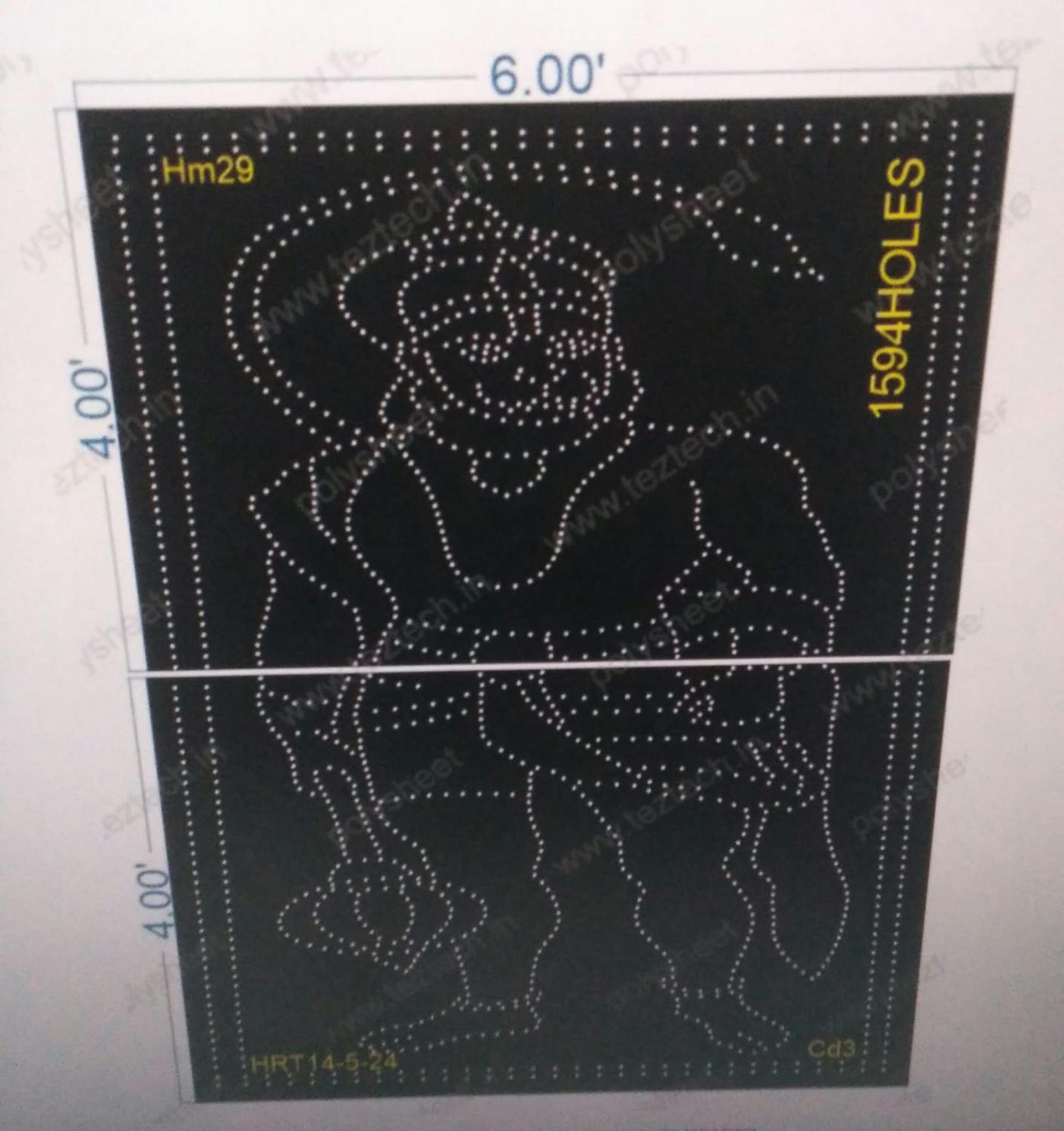 HM29 HANUMANJI 6X8 FEET 1594 HOLES (2PARTS)