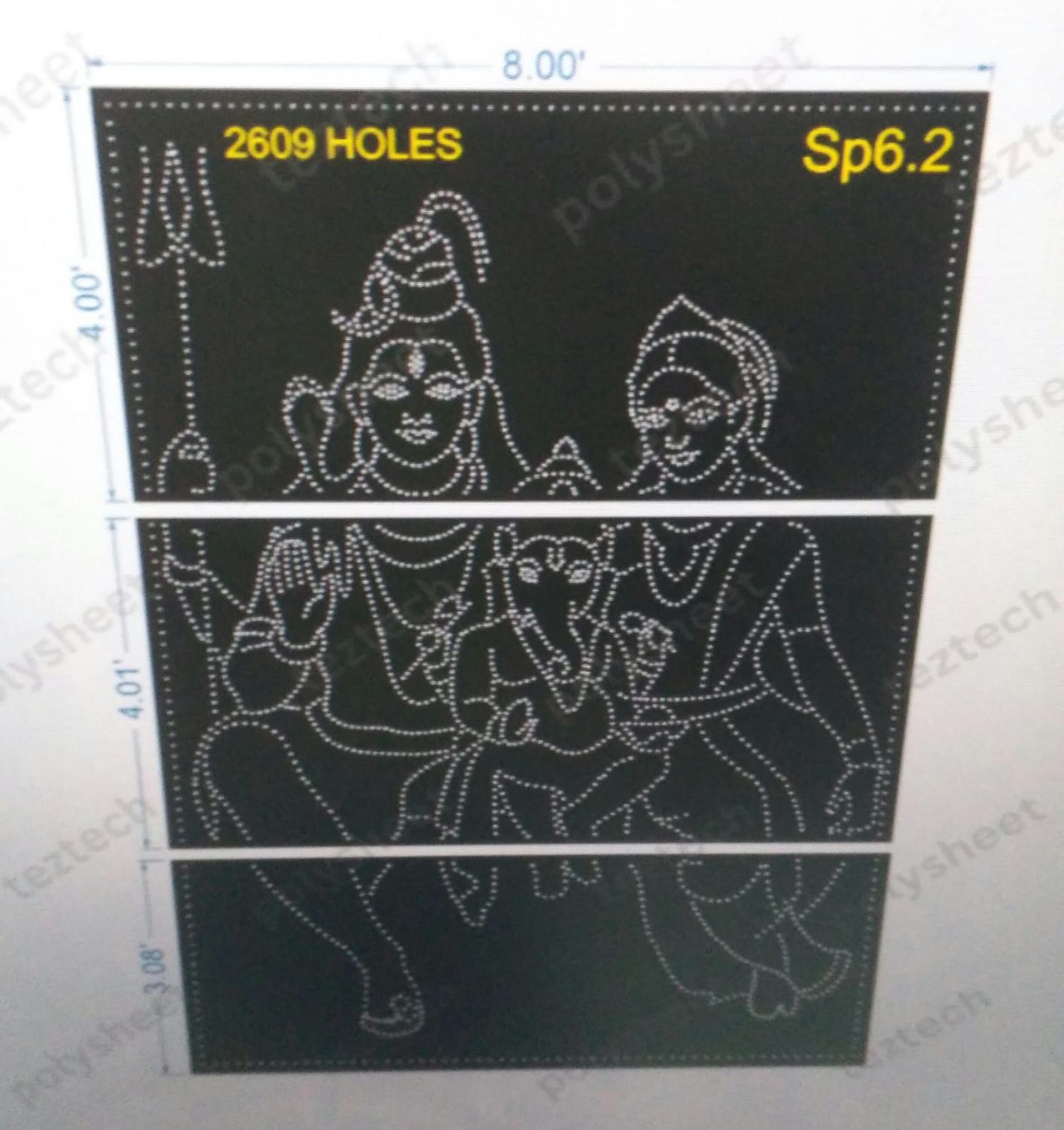 SP6.2 SHIV PARVATI WITH GANESHJI 8X11.1 FT 2609 HOLES