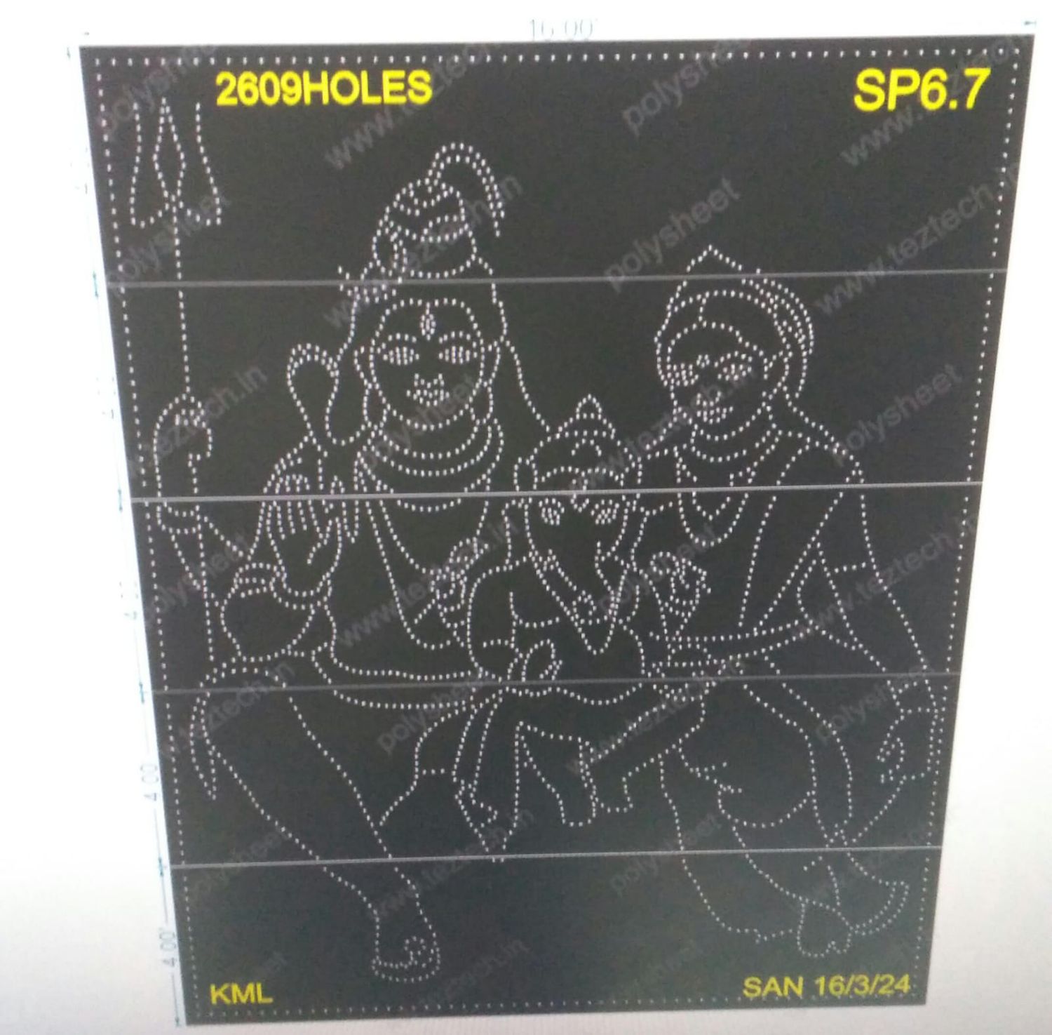 SP6.7 SHIV PARVATI WITH GANESHJI 20X16 FT 2609 HOLES (5 PARTS)