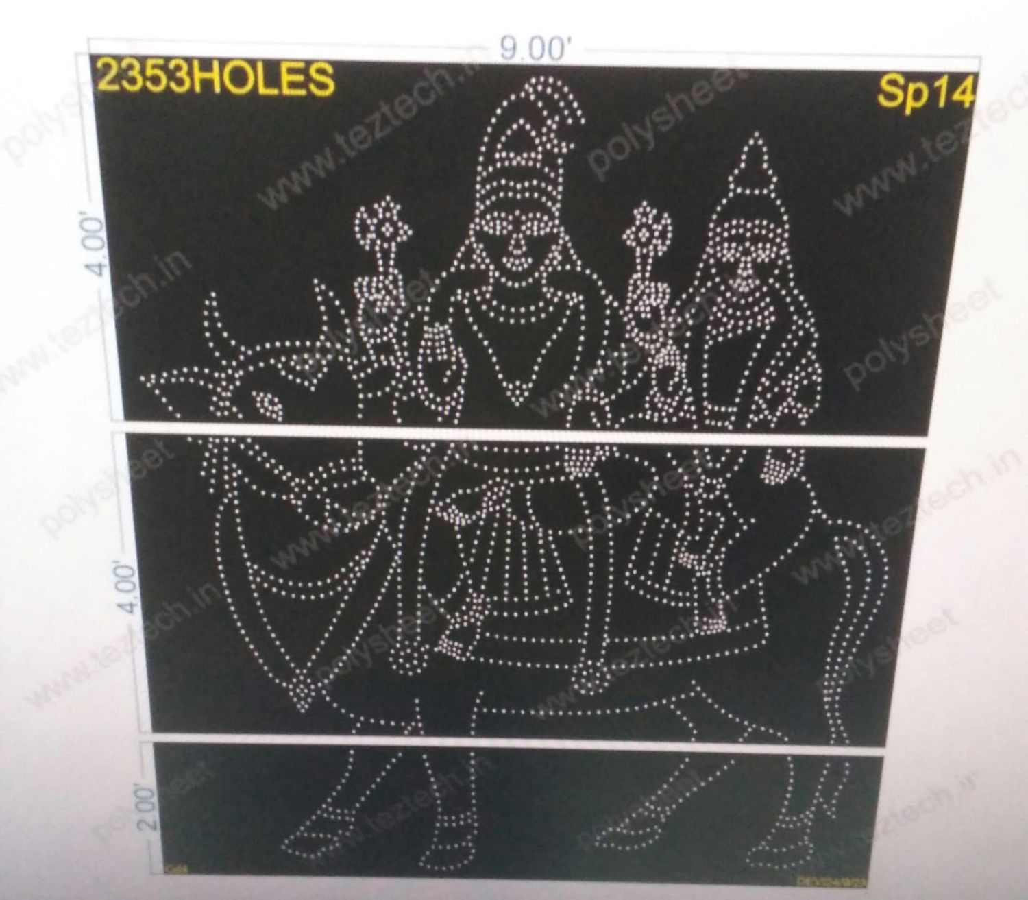 SP14 SHIV PARVATI  9X10 FT 2353HOLES IN 3PARTS