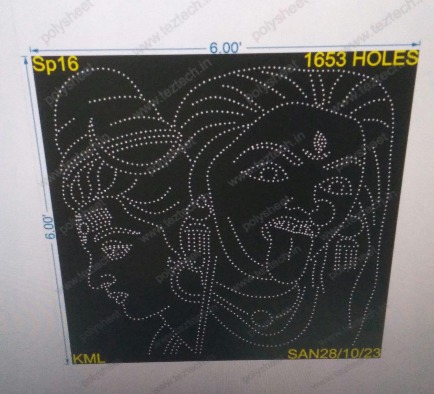 SP16 SHIV KALIKA MATA 6X6FT 1653HOLES (2PARTS)