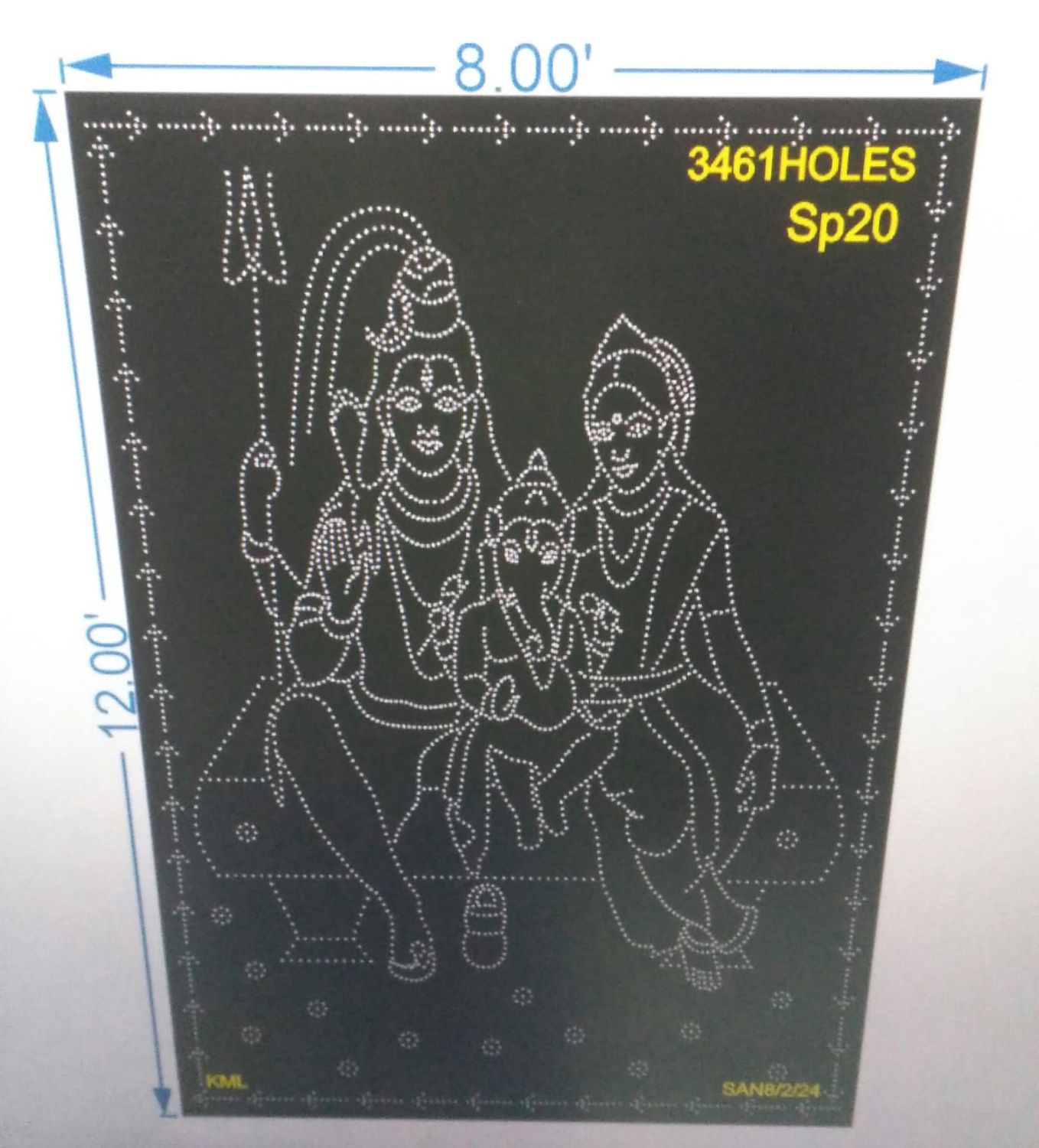 SP20 SHIV PARVTI 12X8FT 3461HOLES (3 PARTS)