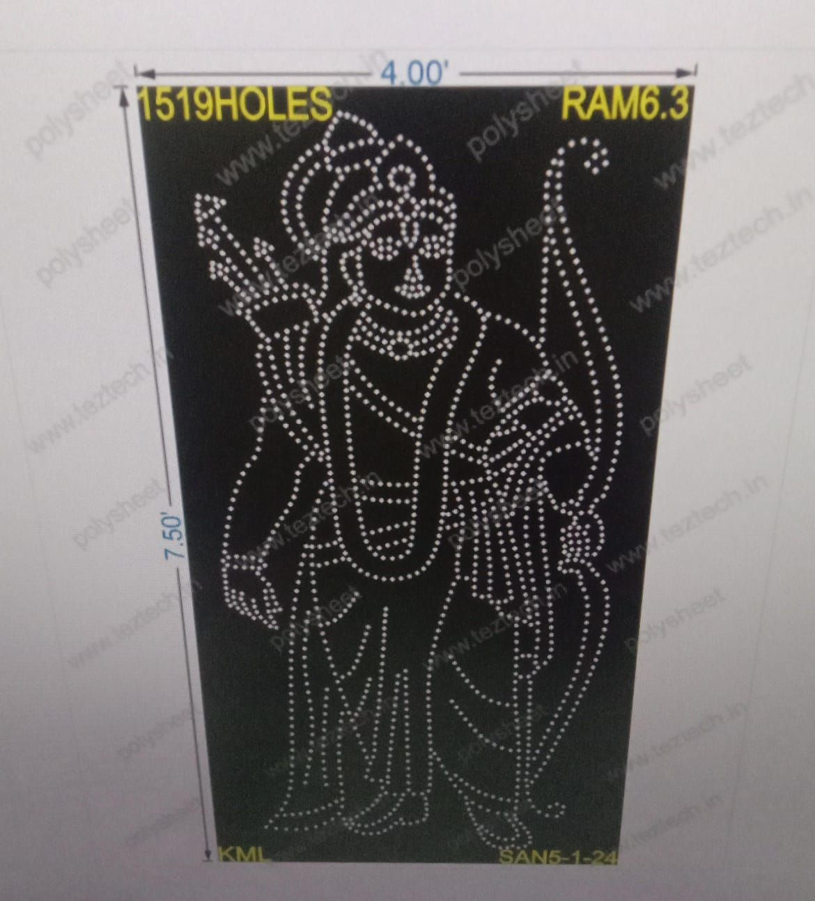 RAM6.3 SHREE RAM 7.5X4FEET 1519HOLES